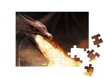 puzzleYOU Puzzle Feuerspeiender Drache, 48 Puzzleteile, puzzleYOU-Kollektionen Drache, Fantasy, Tiere aus Fantasy & Urzeit