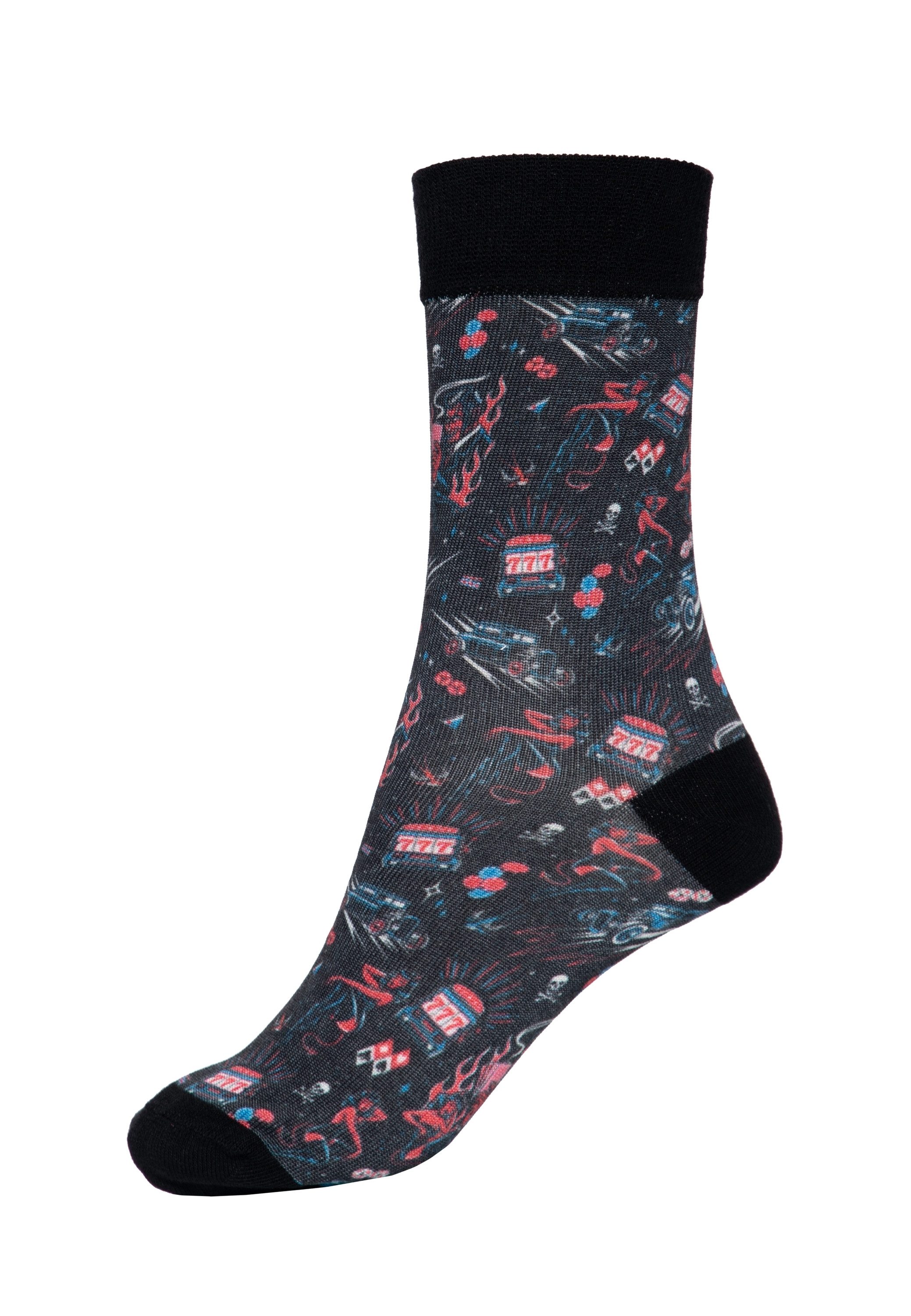 KingKerosin Socken Rockabilly Devil im Oldtimer-Design günstig online kaufen