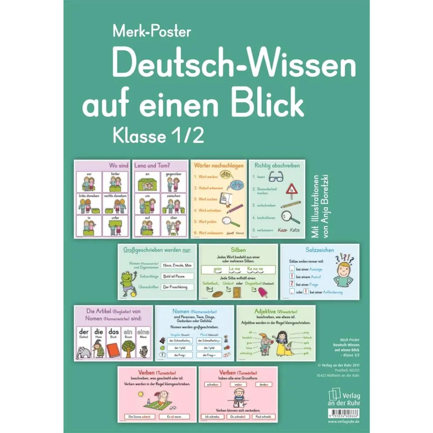 Verlag an der Ruhr Poster Merk-Poster Deutsch-Wissen auf einen Blick Klasse 1/2