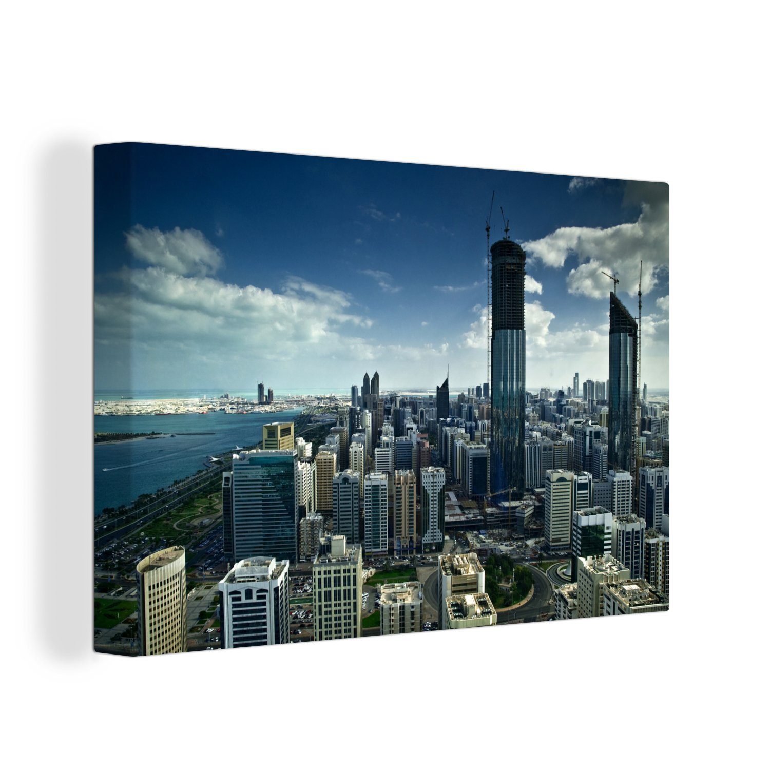 OneMillionCanvasses® Leinwandbild Stadtzentrum von Abu Dhabi in den Vereinigten Arabischen Emiraten, (1 St), Wandbild Leinwandbilder, Aufhängefertig, Wanddeko, 30x20 cm