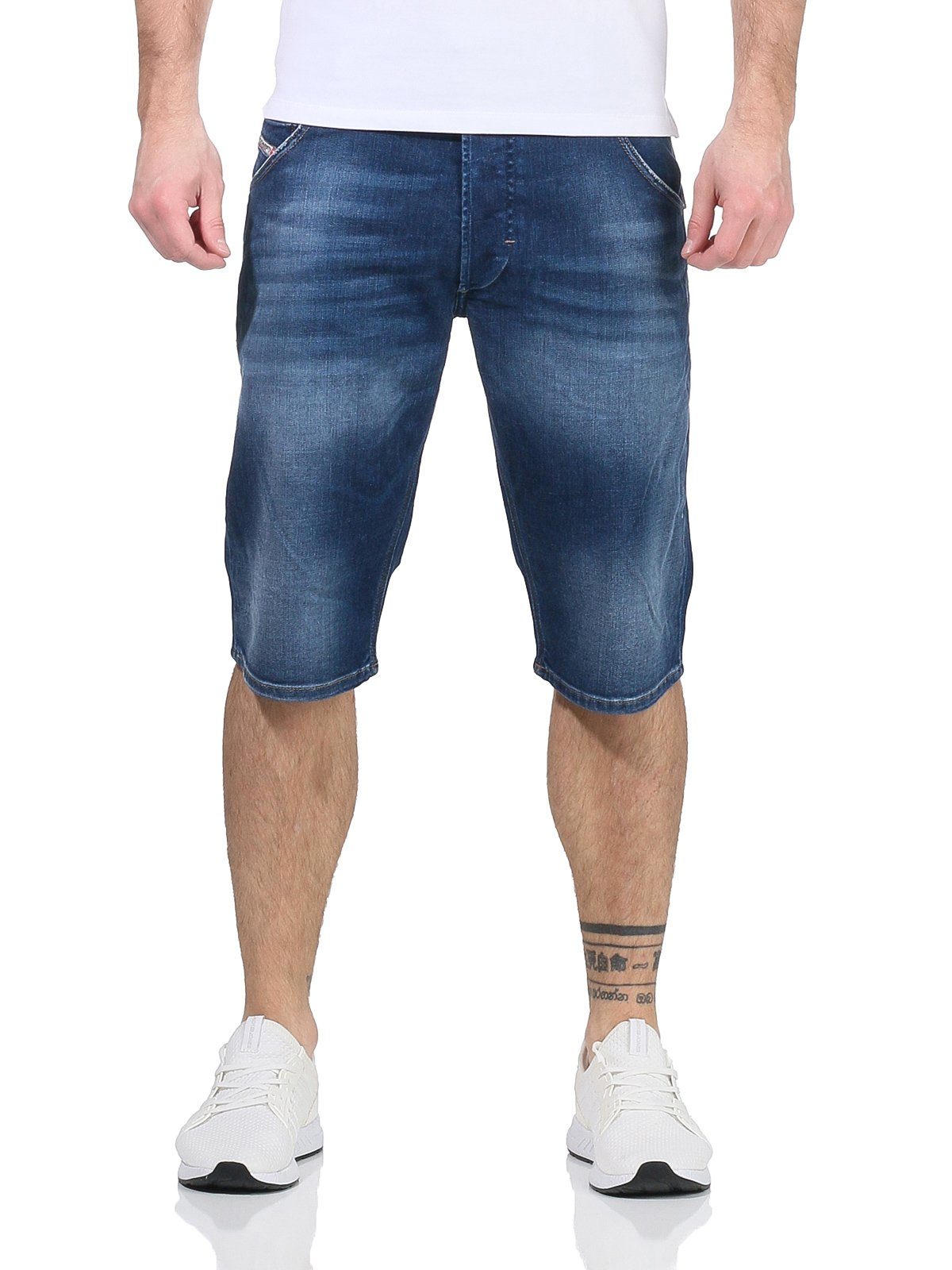Diesel Jeansshorts Herren Jeans Kroshort RG48R Shorts kurze Hose Shorts, dezenter Used-Look Blau RG48R