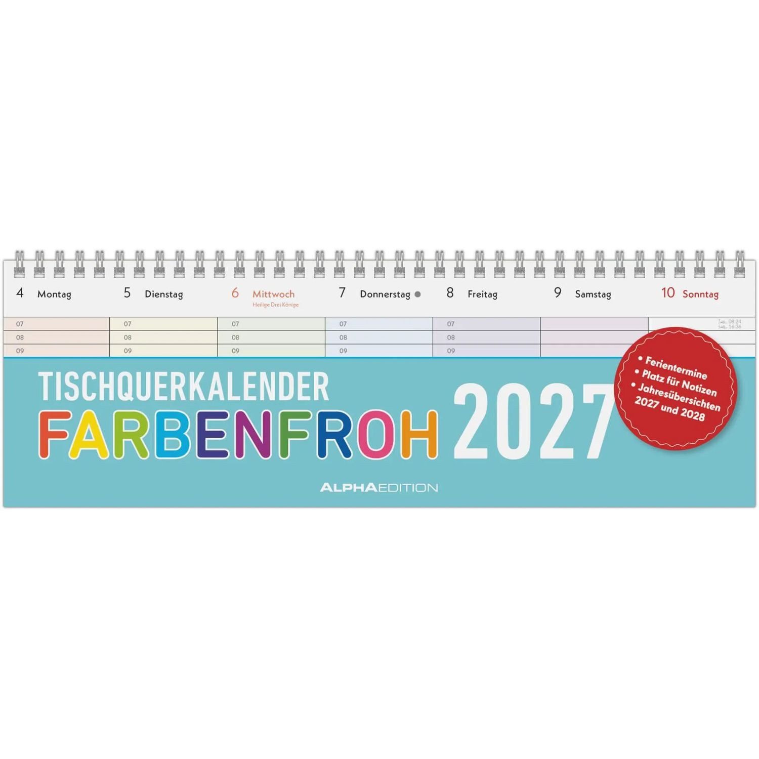 Familienkalender Tischquerkalender Farbenfroh 2027