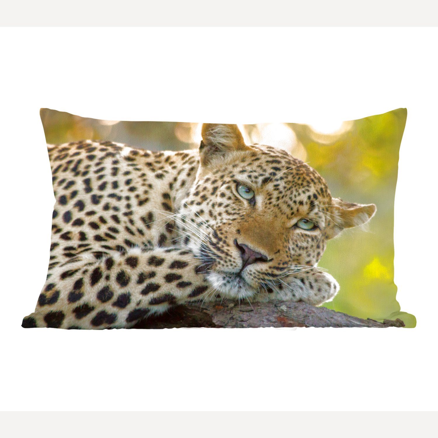 Sonnenuntergang, Natur Füllung, mit Wohzimmer Schlafzimmer - Zierkissen, Dekokissen MuchoWow Dekoration, Dekokissen Leopard -