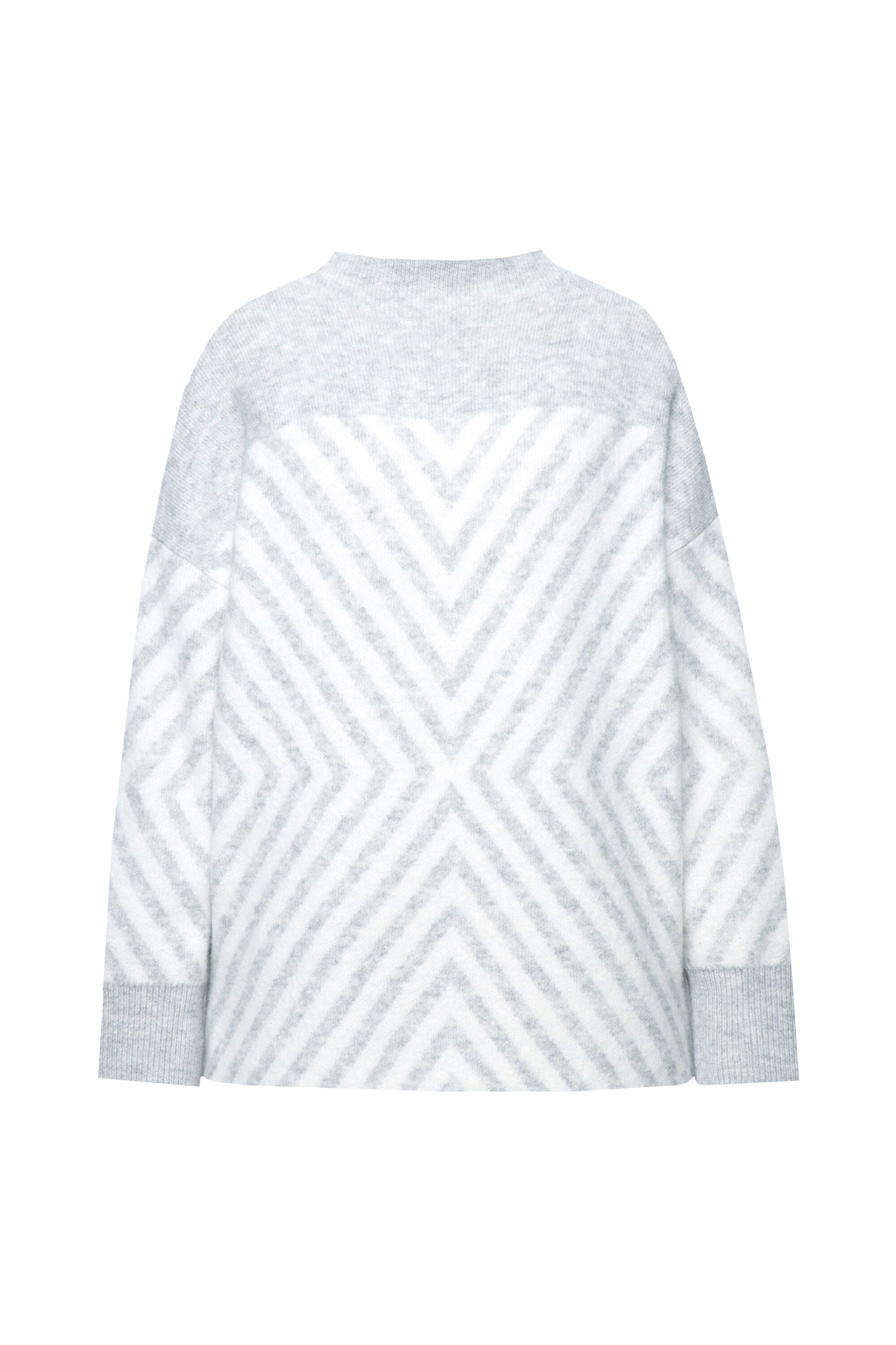 Ulla Popken Strickpullover Pullover grafisches Muster Stehkragen Langarm günstig online kaufen