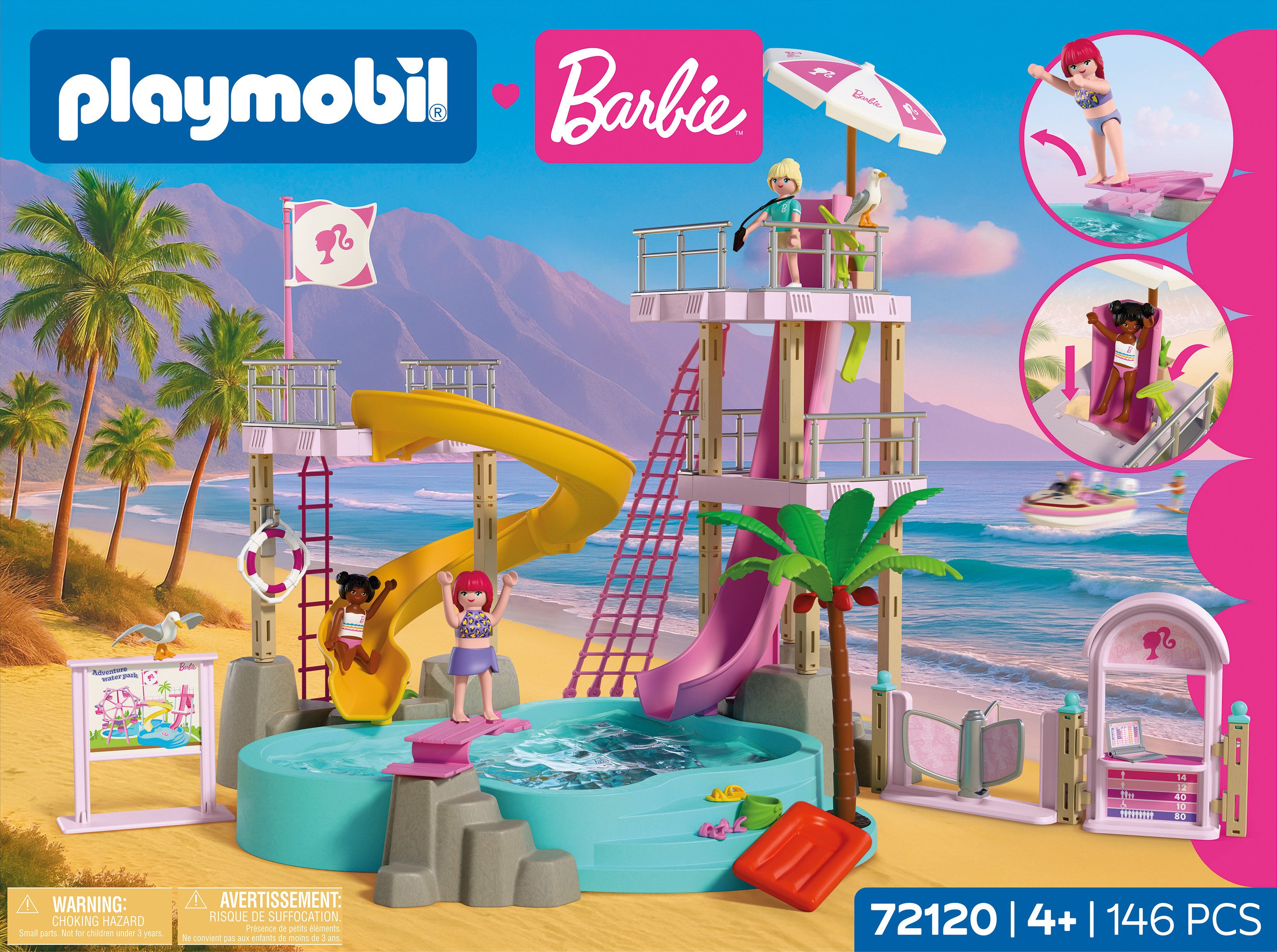 Playmobil® PLAYMOBIL x Barbie™ Wasserpark (72120), Barbie™ Konstruktions-Spielset, (146 St), Made in Europe – Bild 4 von 5