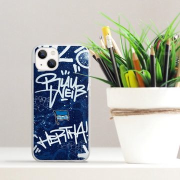 DeinDesign Handyhülle Hertha BSC Graffiti Offizielles Lizenzprodukt Street Graffiti, Apple iPhone 13 Silikon Hülle Bumper Case Handy Schutzhülle