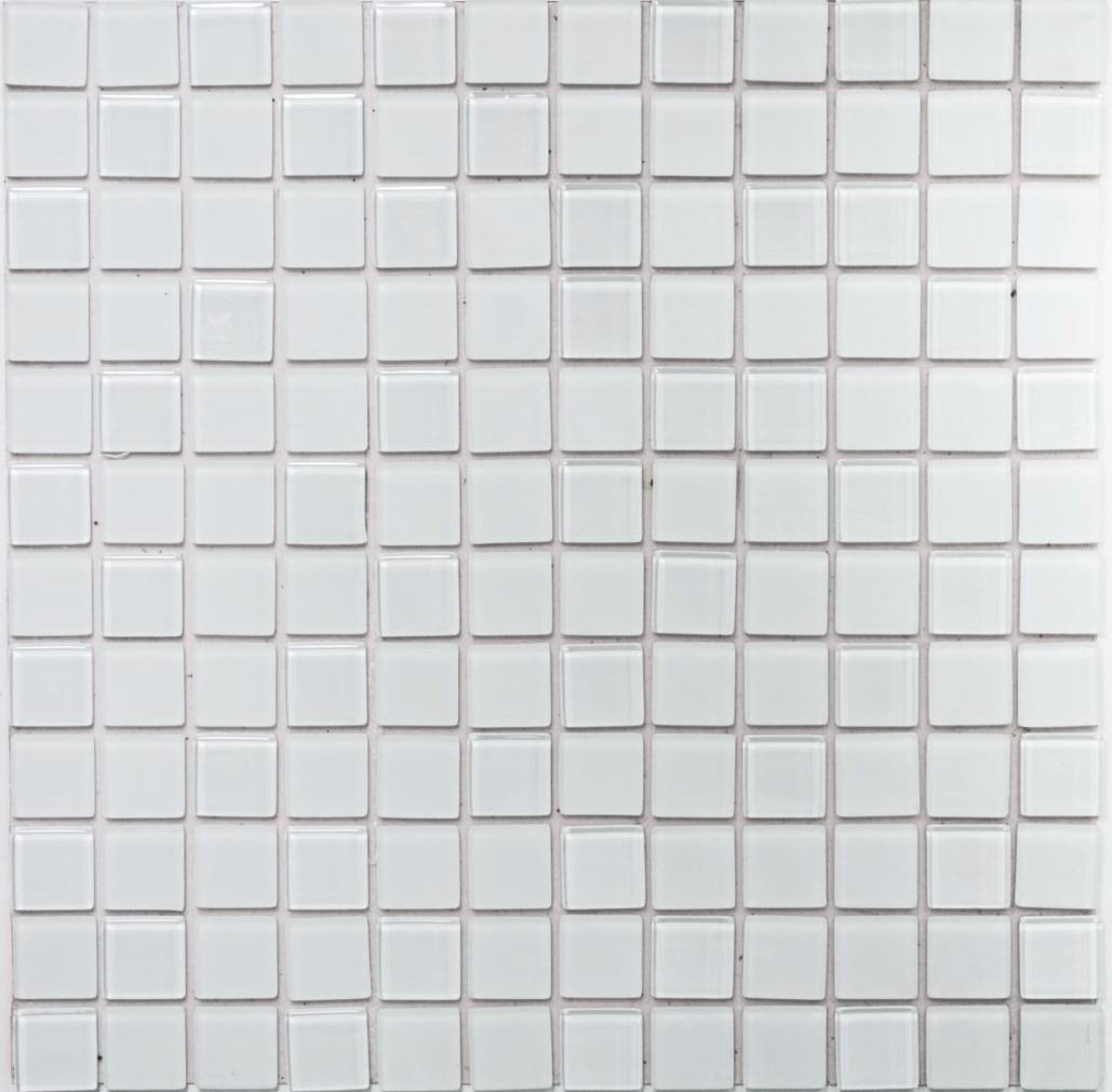 Thumbnail - Mosani Wandfliese 10 St. selbstklebende Glasmosaik Fliesen weiss Wandverkleidung 0,9m², Set, 10-teilig, Spritzwasserbe...