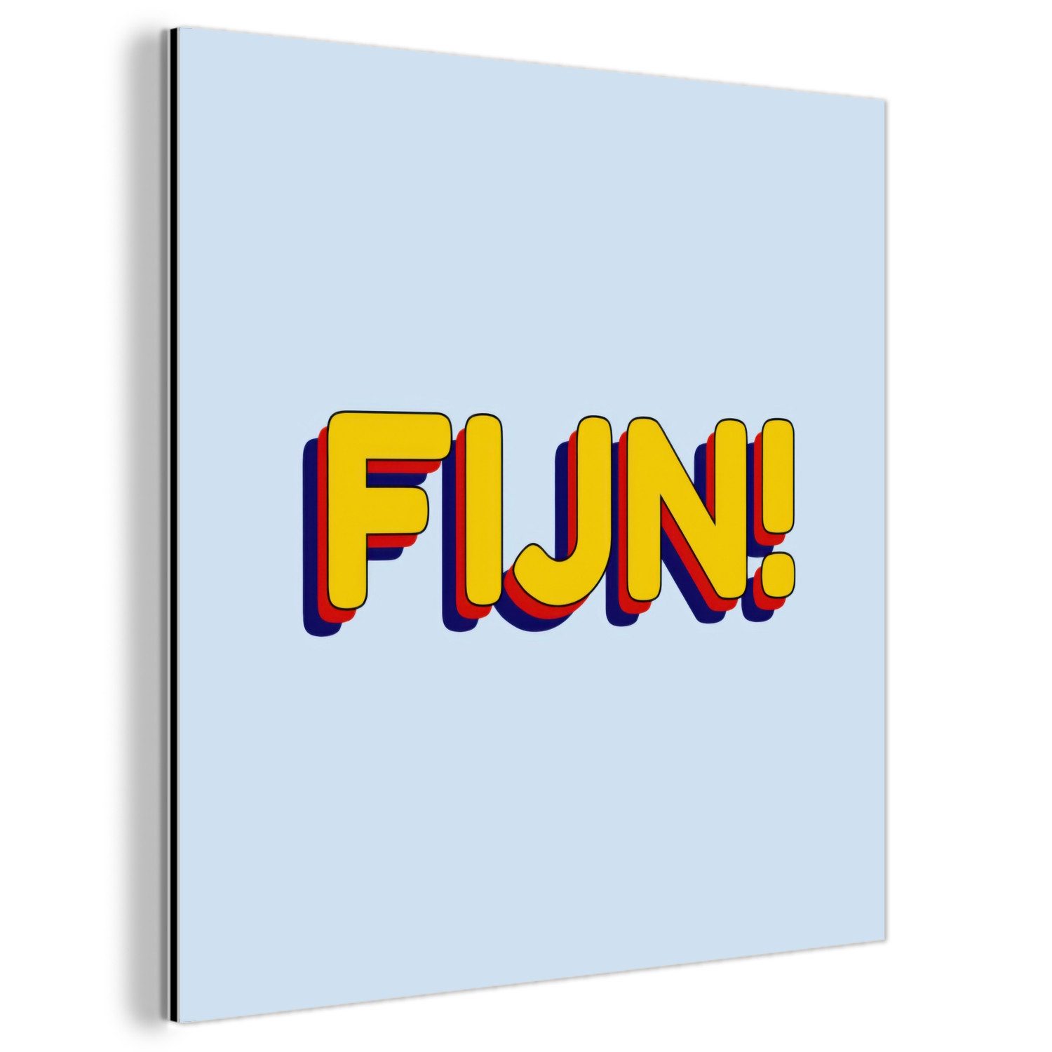 MuchoWow Metallbild Fein - Gelb - Orange, Inkl. Aufhängung, Alu-Dibond-Druck, Wandbild aus Metall, Aluminium deko, 20x20 cm