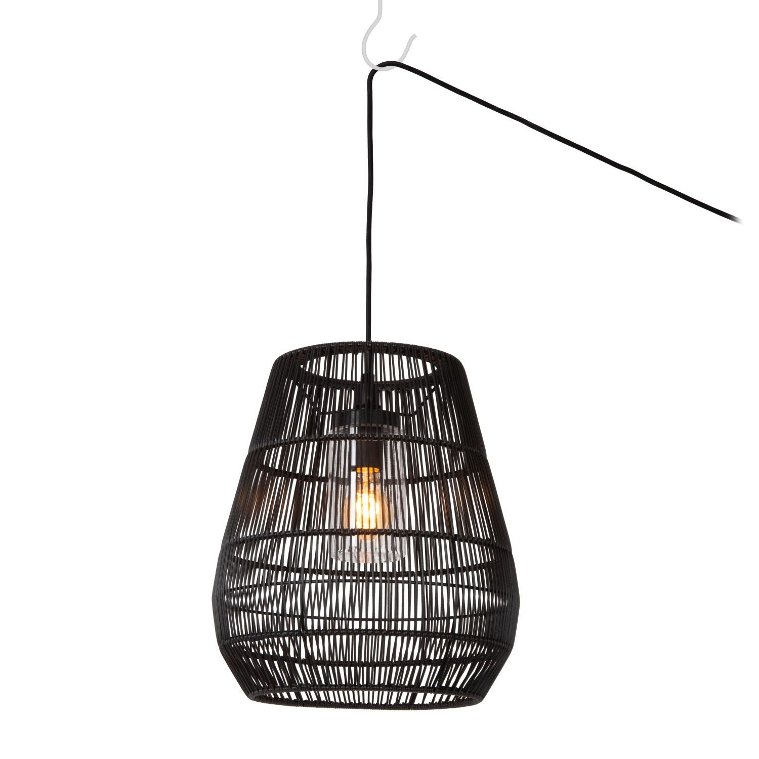 Licht-Erlebnisse Außen-Deckenleuchte NEROL, ohne Leuchtmittel, Rattan E27 IP44 35 cm breit H: max. 389 cm Schwarz Modern