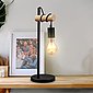 B.K.Licht Tischleuchte, Tischlampe 1 flammige Vintage Industrial Design Retro Lampe Stahl Holz Rund E27 ohne Leuchtmittel, Bild 2