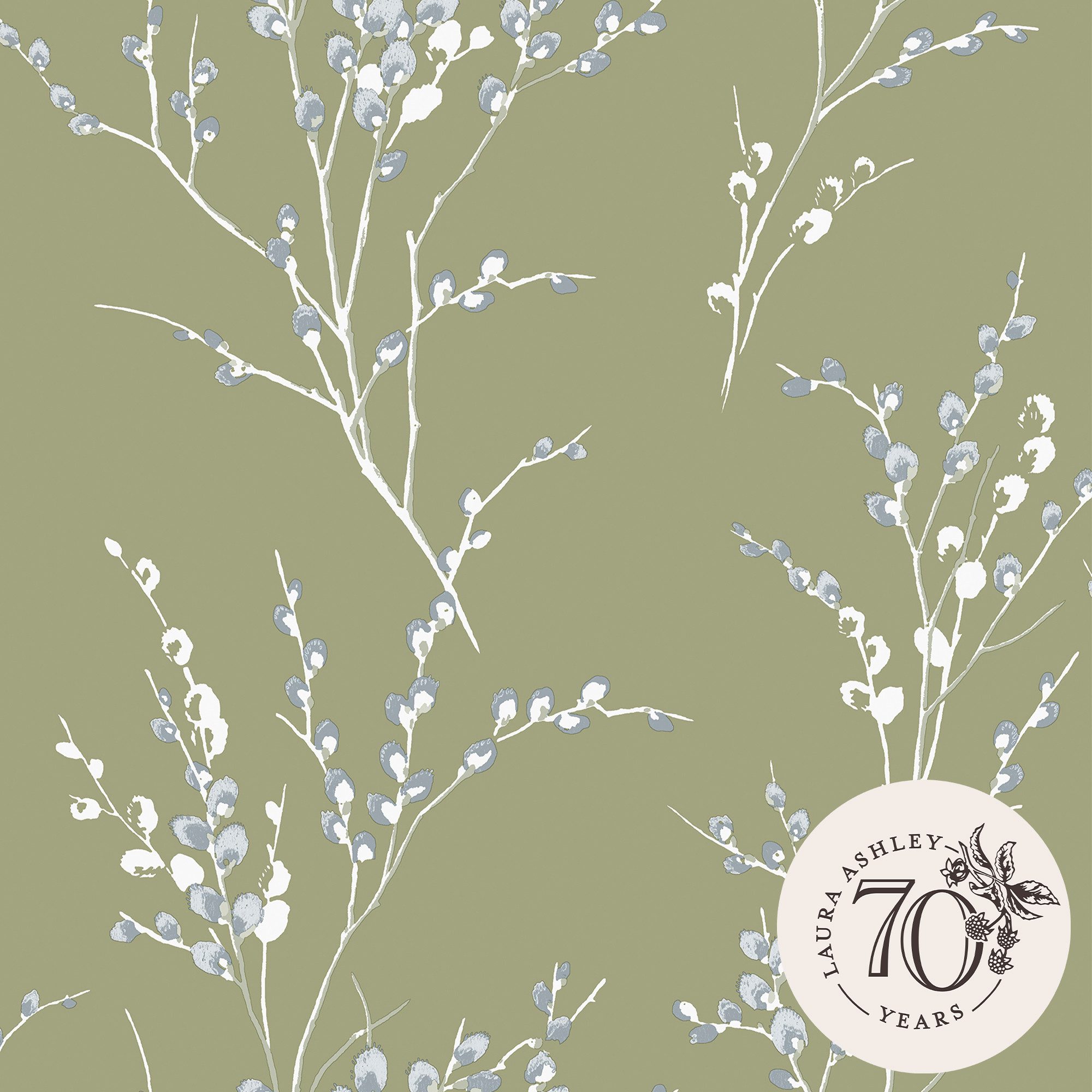 LAURA ASHLEY Vliestapete Pussy Willow, glatt, geblümt, (1 St), 10mx52cm (ca. 5m2)
