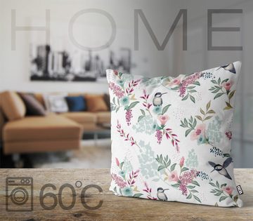 Kissenbezug, VOID (1 Stück), Sofa-Kissen Frühling Blume vogel pflanze Sommer romantisch formal botanisch elegant Muster floral süß Urlaub Wald bunt Muster