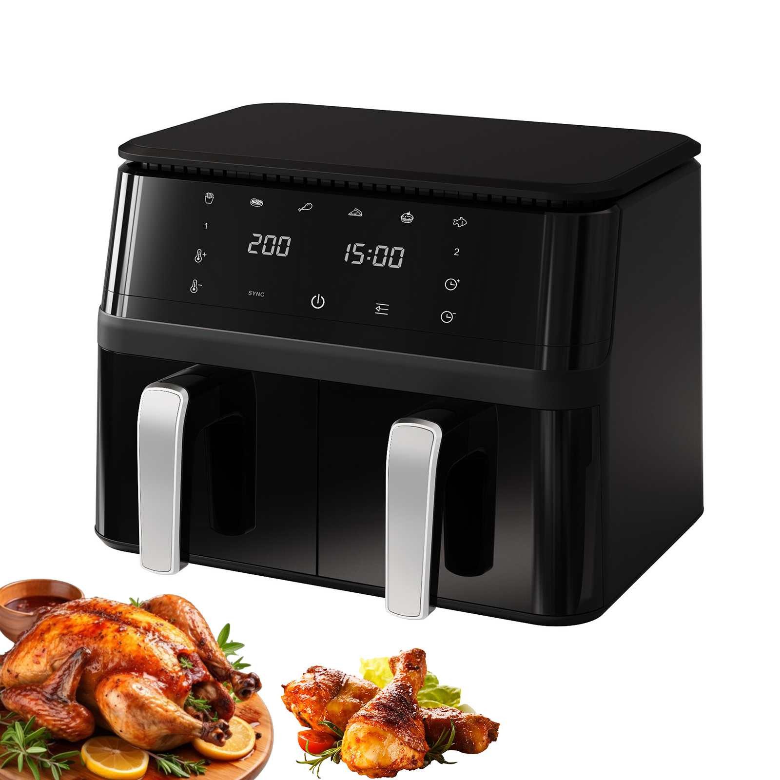 BBG Heißluftfritteuse Touchscreen, 6 Programme, 80–200°C, Timer, 360° Heißluft, 2000 W, Touchscreen, 6 Programme, 80–200°C, Timer, 360° Heißluft