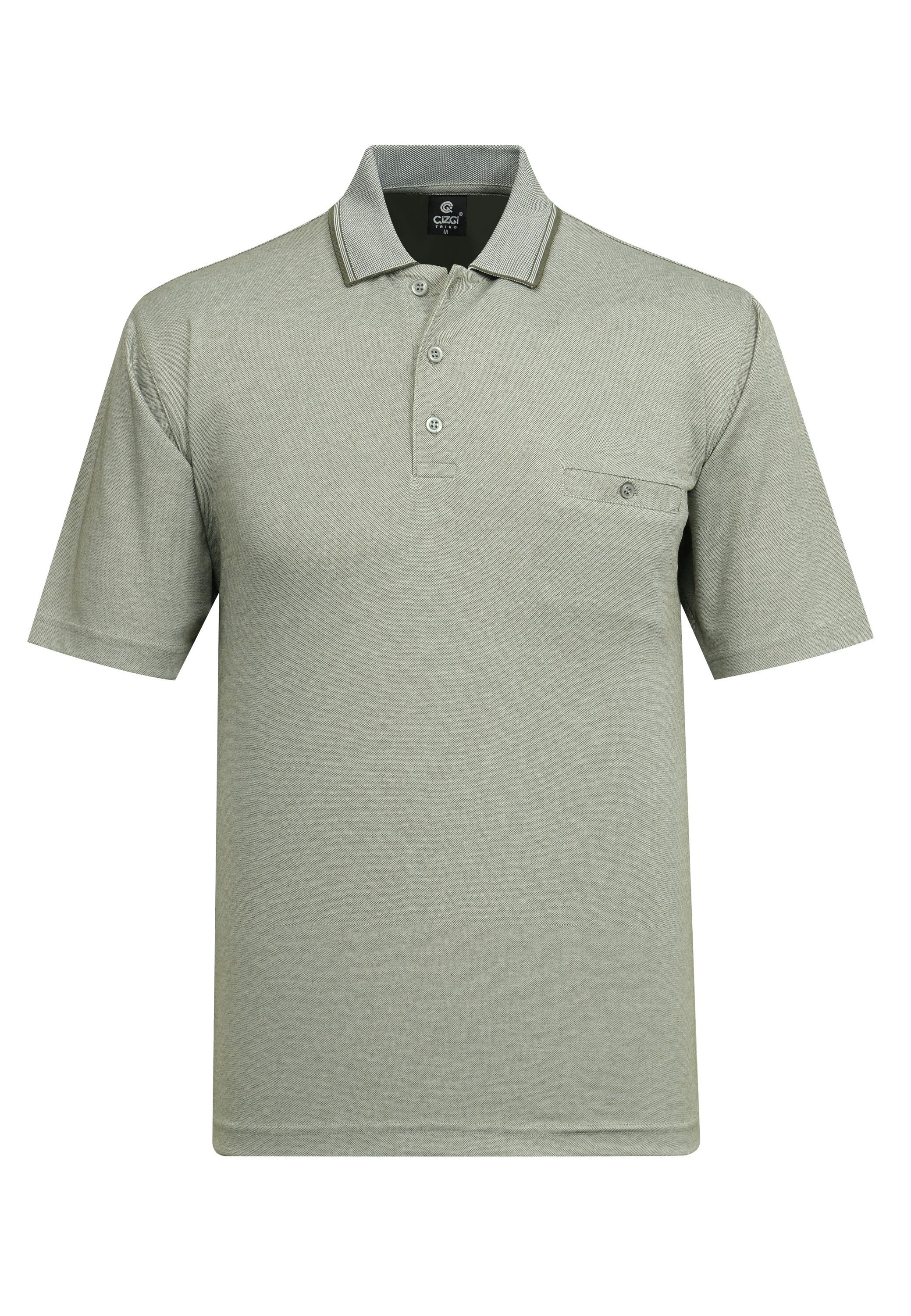 Cizgi Triko Poloshirt mit Paspeltasche und Kontrastkragen