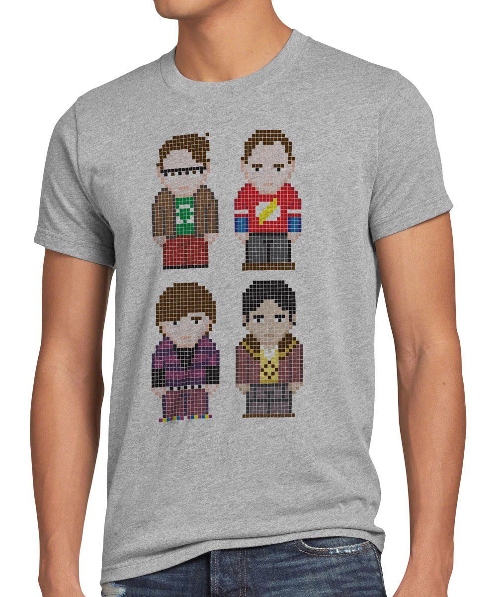 Bang Herren Sheldon grau Big 8-Bit Cooper Penny meliert Pixel style3 Print-Shirt Serie T-Shirt Theory Friends