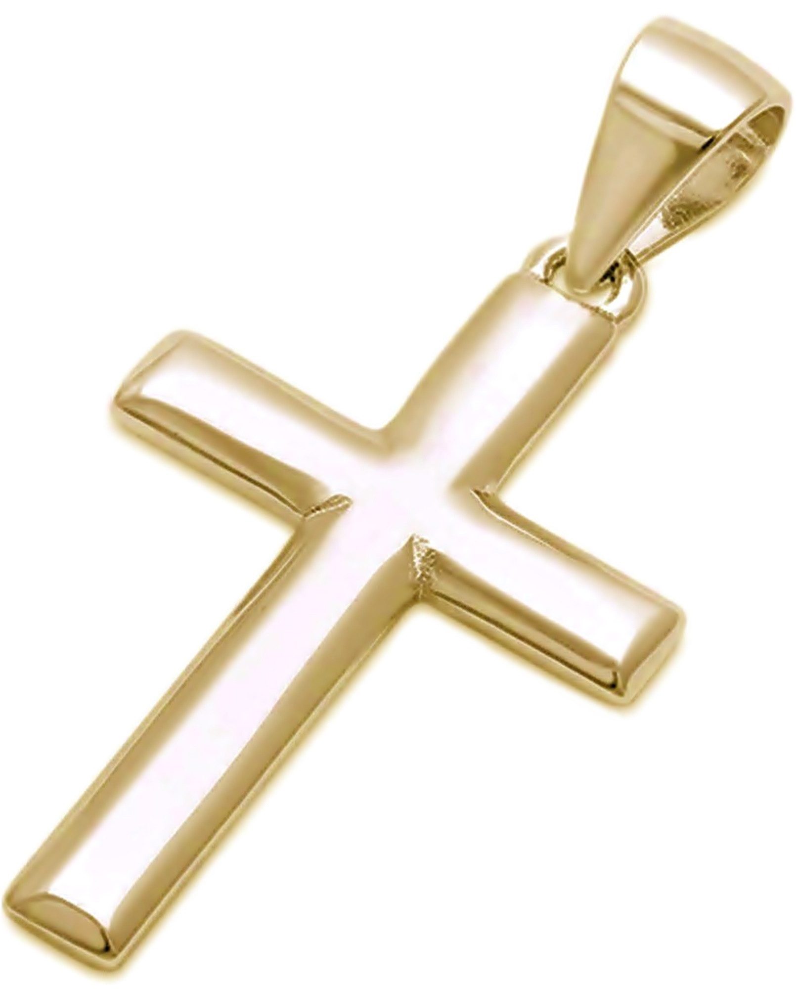 Goldene Hufeisen Kreuzanhänger Basic Kreuz Anhänger aus 925 Sterling Silber Kettenanhänger (inkl. Etui), Gelbgold
