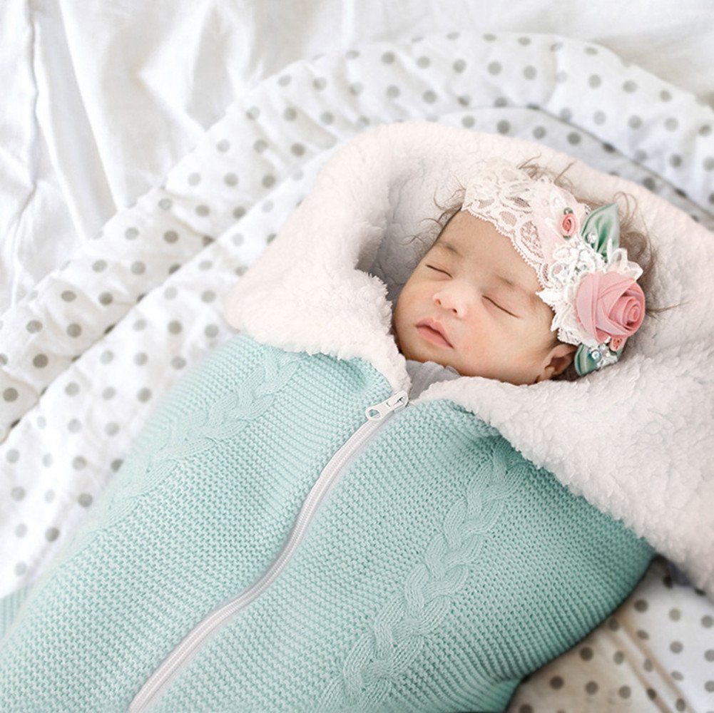 XDeer Babyschlafsack Baby Schlafsack Decke Wickelwickel, Wickeldecke Babys für mit Schlafsack Blanket,Warmer blue für Baumwollflaum Kinderwagen