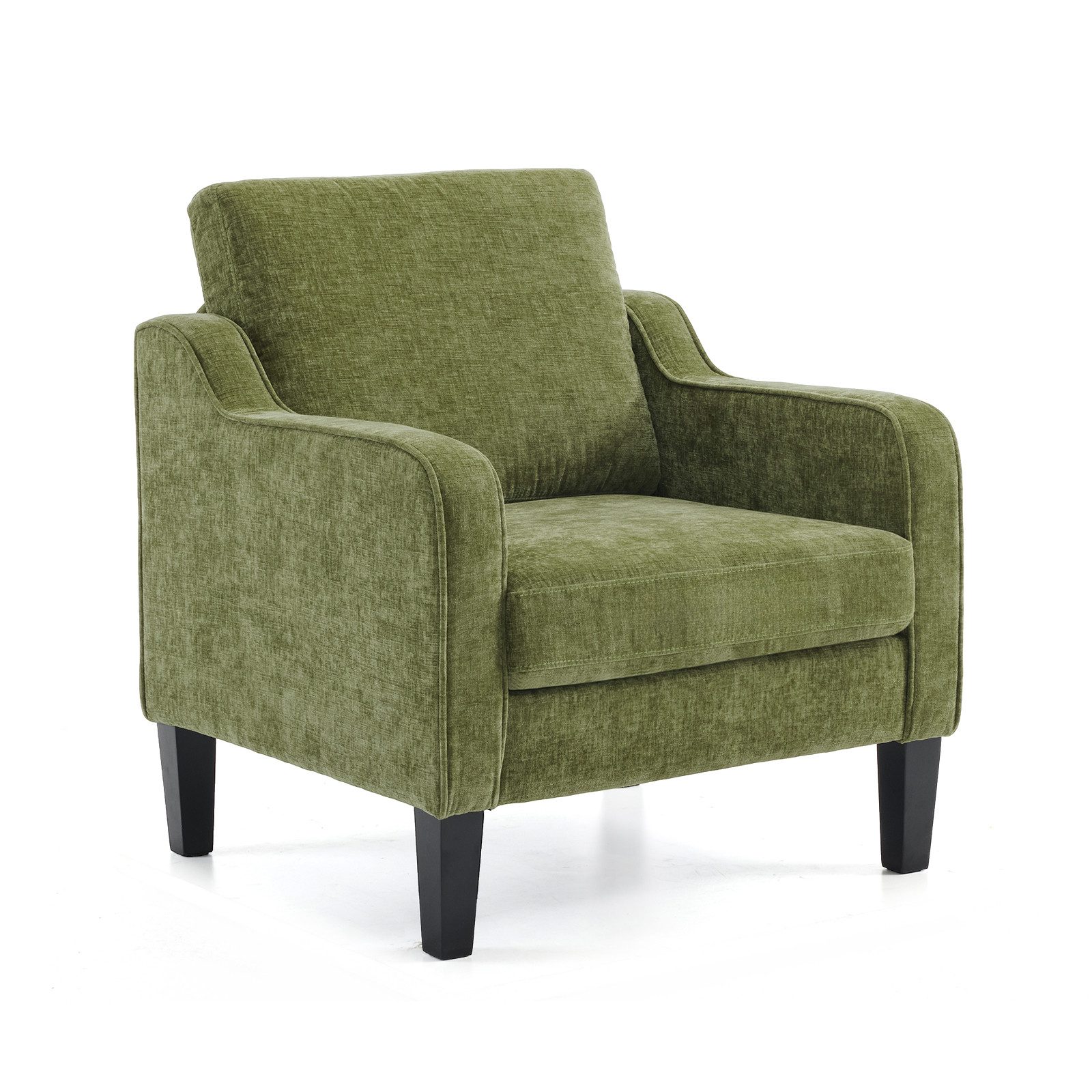 VINGLI Sessel Chenille, Einzelsessel mit Holzbeinen, Polstersessel 76x78 x84cm, Lesesessel mit Armlehnen für Wohnzimmer, Schlafzimmer & Büro von VINGLI