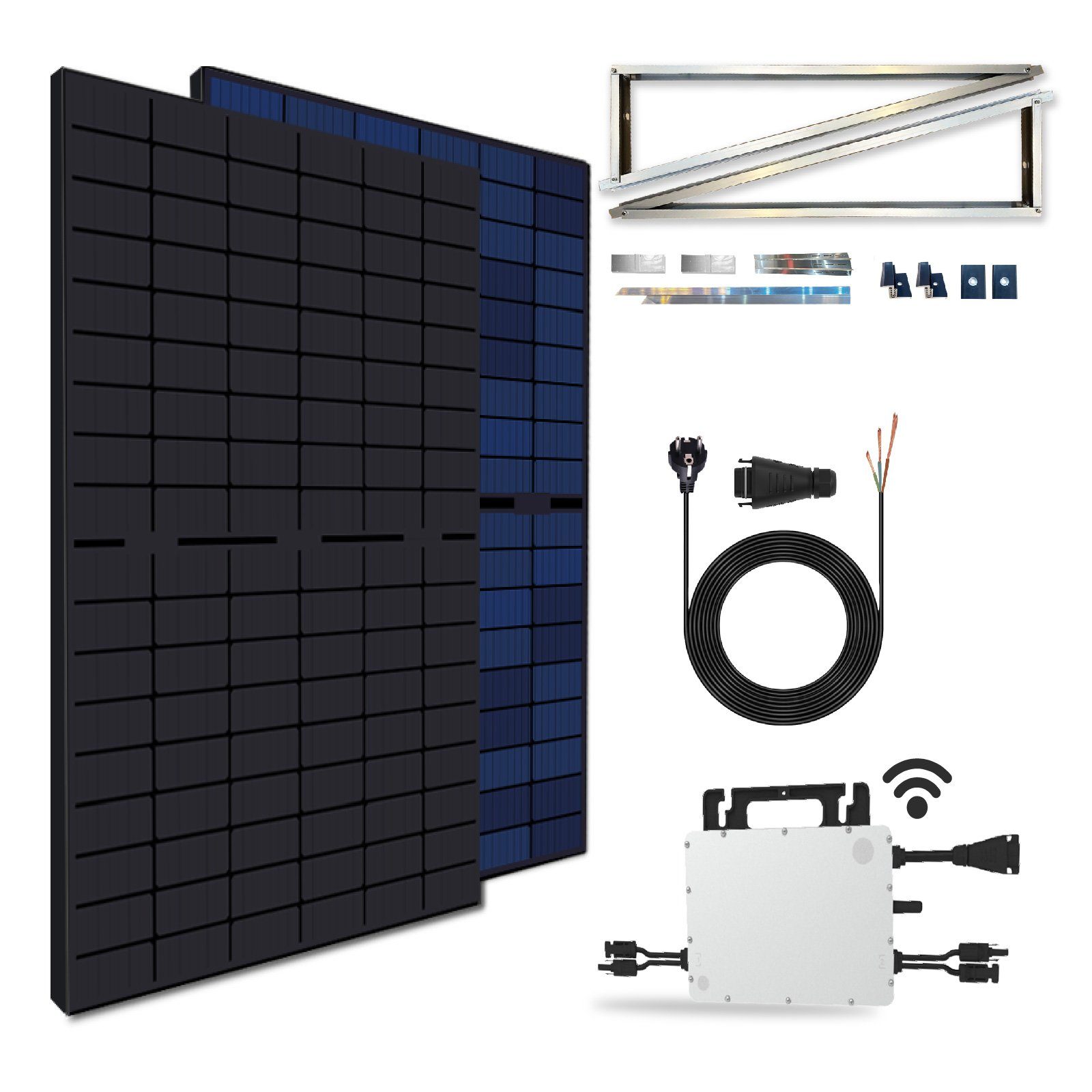 Stegpearl Solaranlage 860W Balkonkraftwerk Bifaziale Solarmodule, Aufständerung Süd Premium, (PV-Montage Mit Hoymiles HMS-800-2T Upgradefähiger WIFI Wechselrichter)