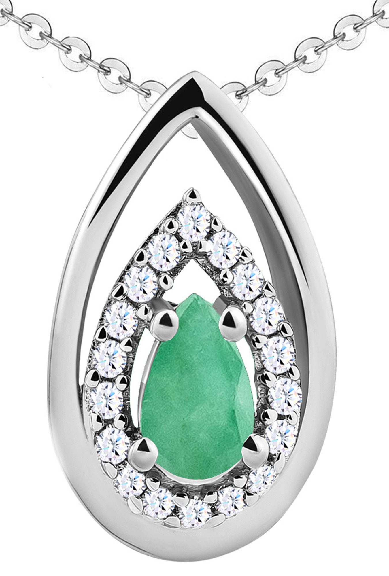 Limana Kette mit Anhänger echter Edelstein Smaragd 925 Silber Halskette Anh günstig online kaufen