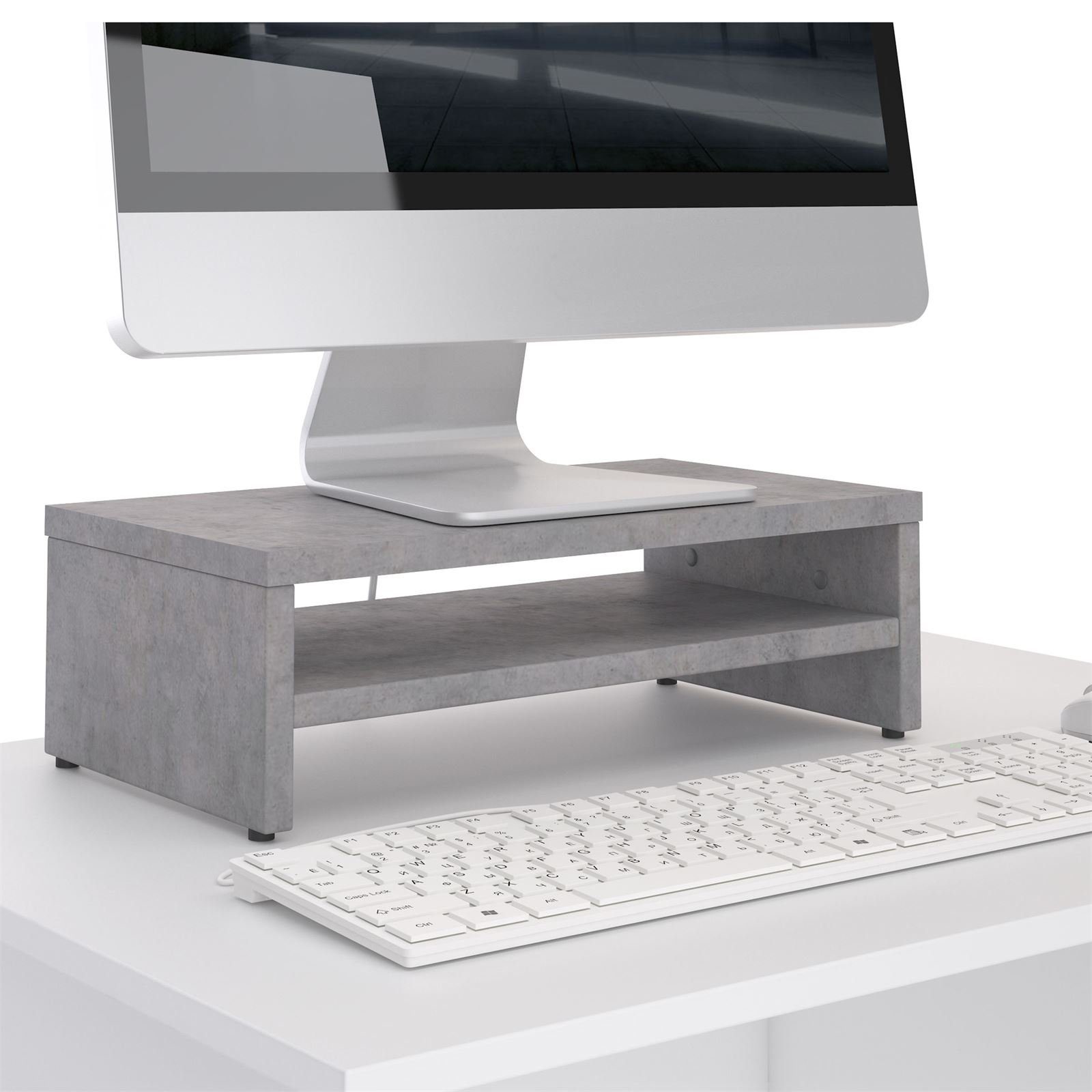 inkl. Monitorerhöhung Bildschirmaufsatz Monitorständer CARO-Möbel Schreibtischaufsatz Be SUBIDA, Ablagefach