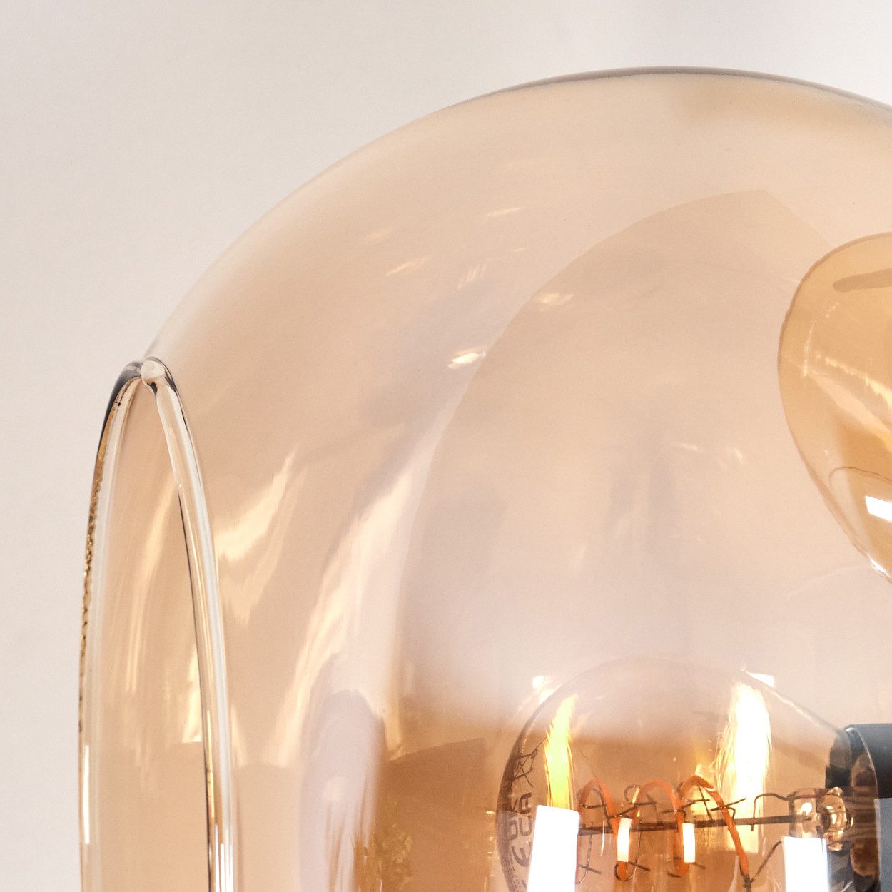 hofstein Stehlampe Stehlampe aus Metall/Glas in Schwarz/Bernsteinfarben mit Fußschalter, ohne Leuchtmittel, Stehleuchte im Retro/Vintage-Design mit Glasschirmen (15; 20cm), E14
