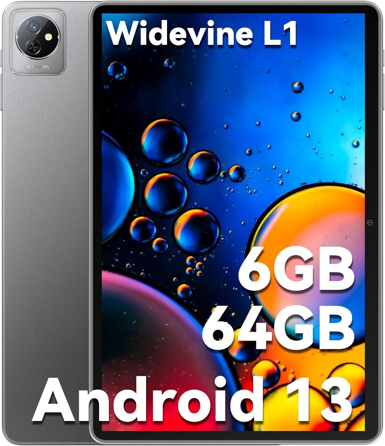 blackview 2024 Neueste 6 GB RAM Widevine L1 Bluetooth 5.0,Google GMS, GPS,Typ-C Tablet (10", 64 GB, Android 13, Erweiterte Technologie für Ihr digitales Leben)