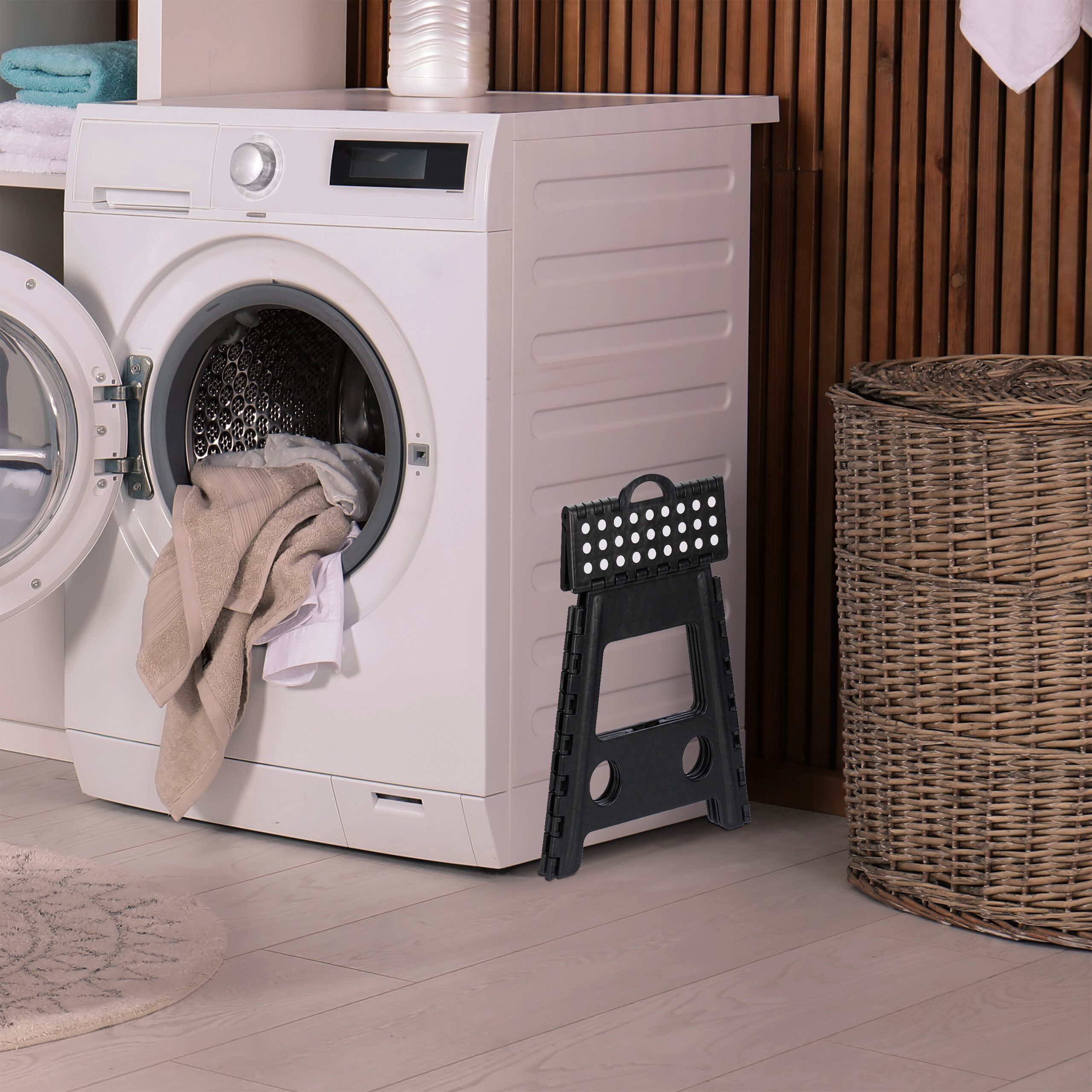relaxdays Sitzhocker Klapphocker faltbar XL, Schwarz günstig online kaufen