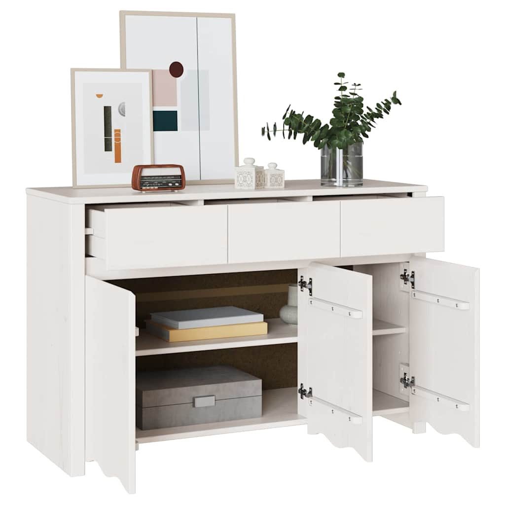 vidaXL Sideboard Sideboard Drammen Weiß 114 x 43 x 75,5 cm Massivholz Kiefer (1 St)