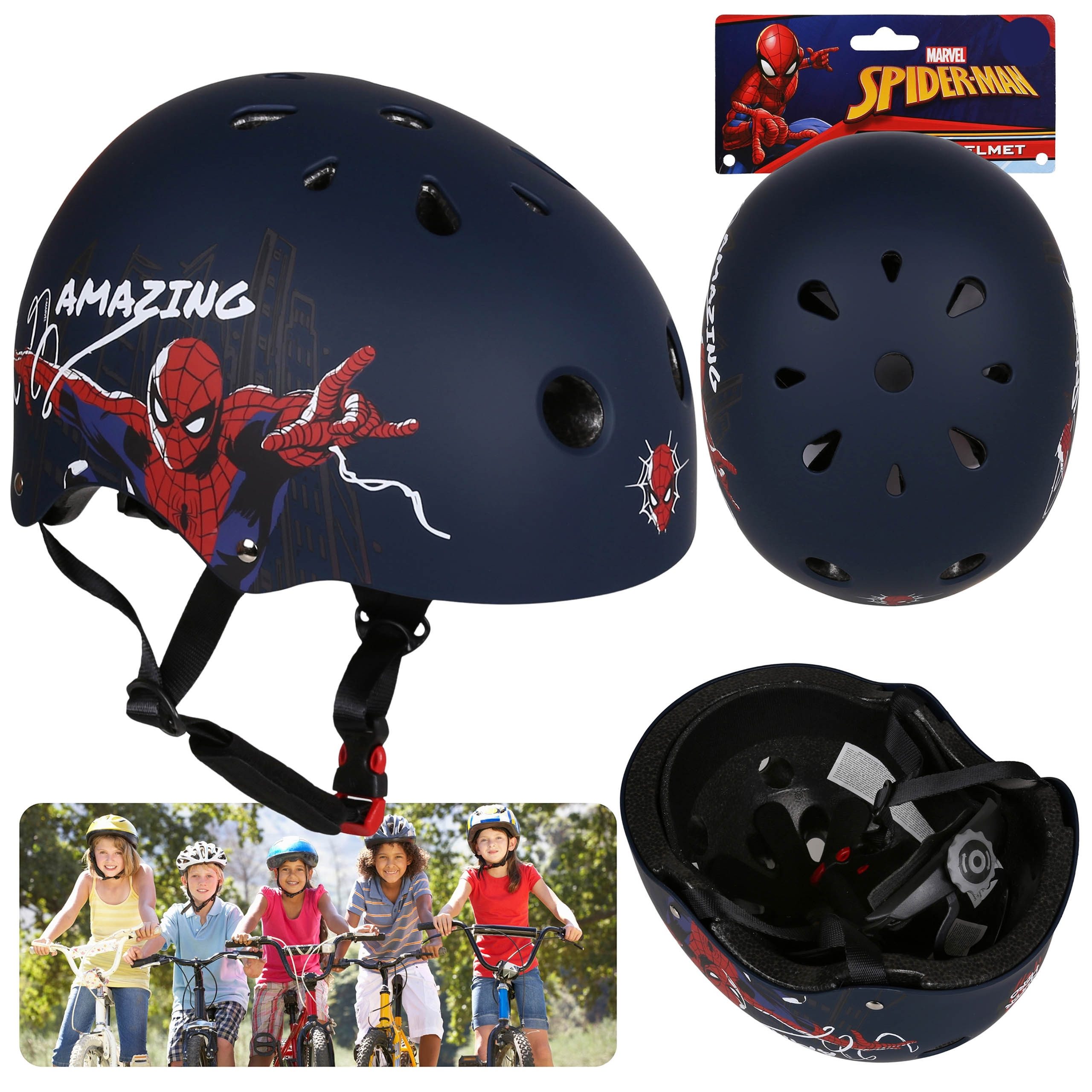 Sarcia.eu Fahrradhelm MARVEL Spider-Man Dunkelblauer Kinder-Fahrradhelm verstellbar 52–56 cm
