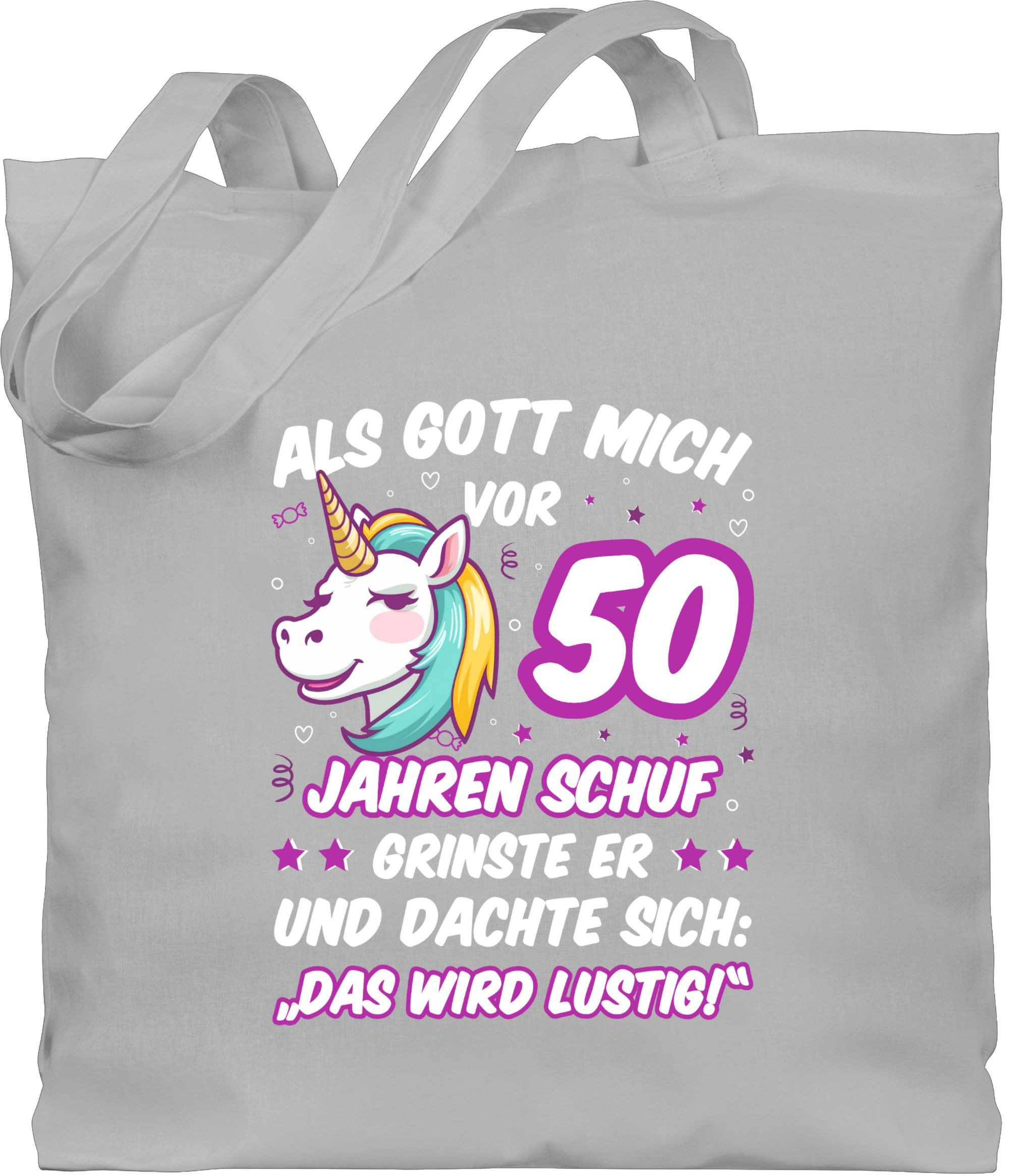 Shirtracer Umhängetasche Als Gott mich vor 50 Jahren schuf grinste er - Einhorn Einhornkopf, 50. Geburtstag