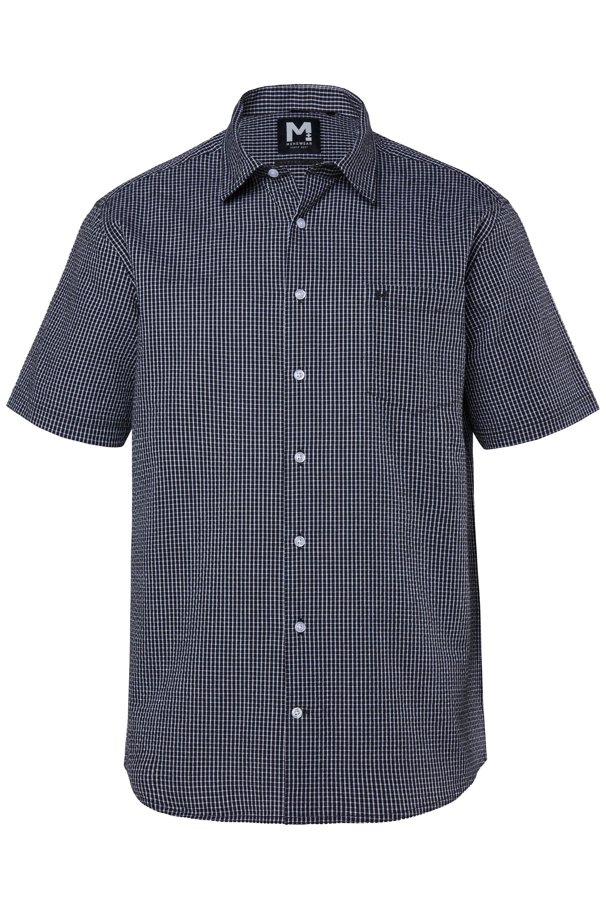 Men Plus Kurzarmhemd Karohemd Halbarm Kentkragen Seersucker Comfort Fit