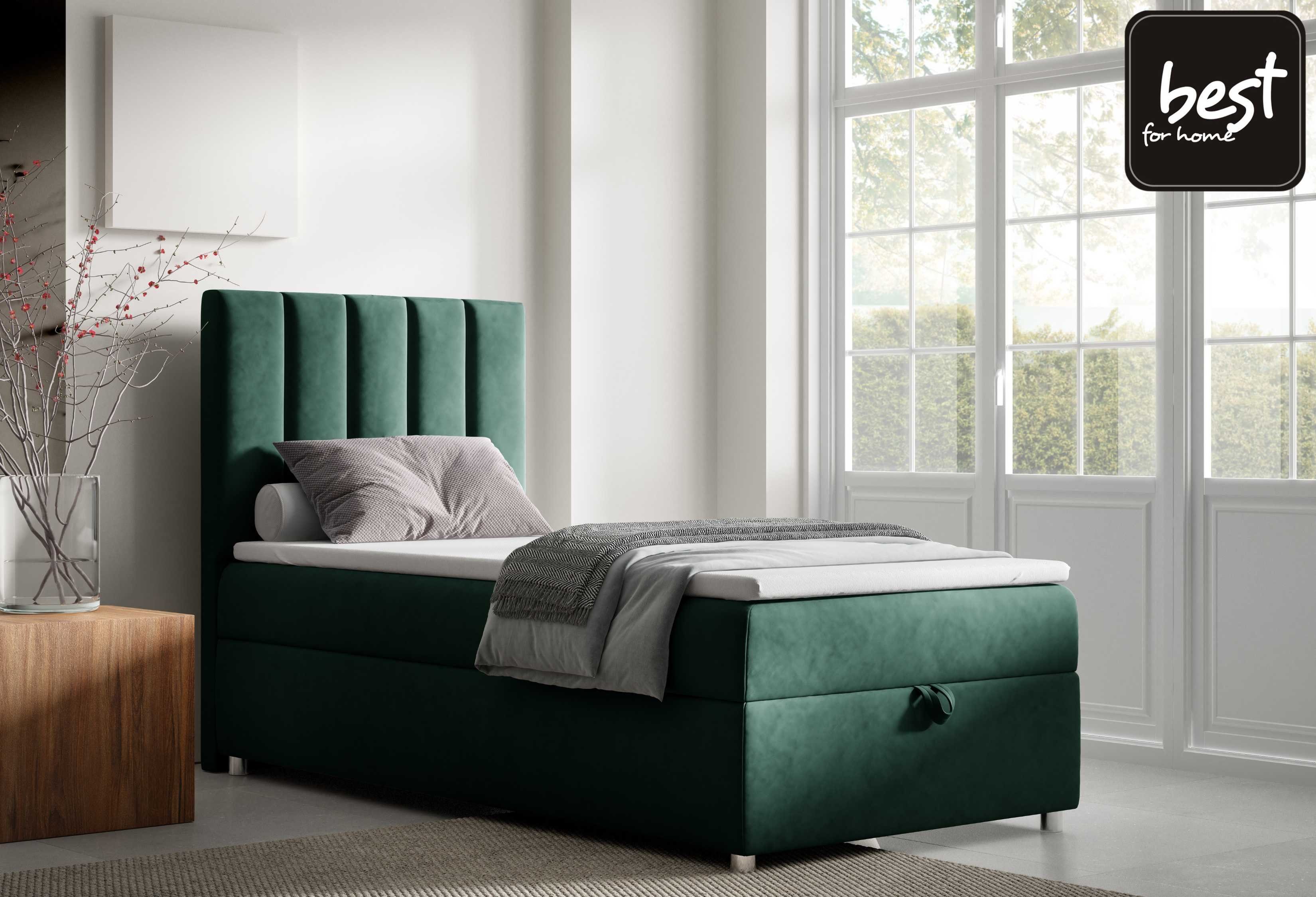 Best for Home Boxspringbett mit SINGLE Topper Bonellfederkern Grun inkl. Trinity Bettkasten K-10