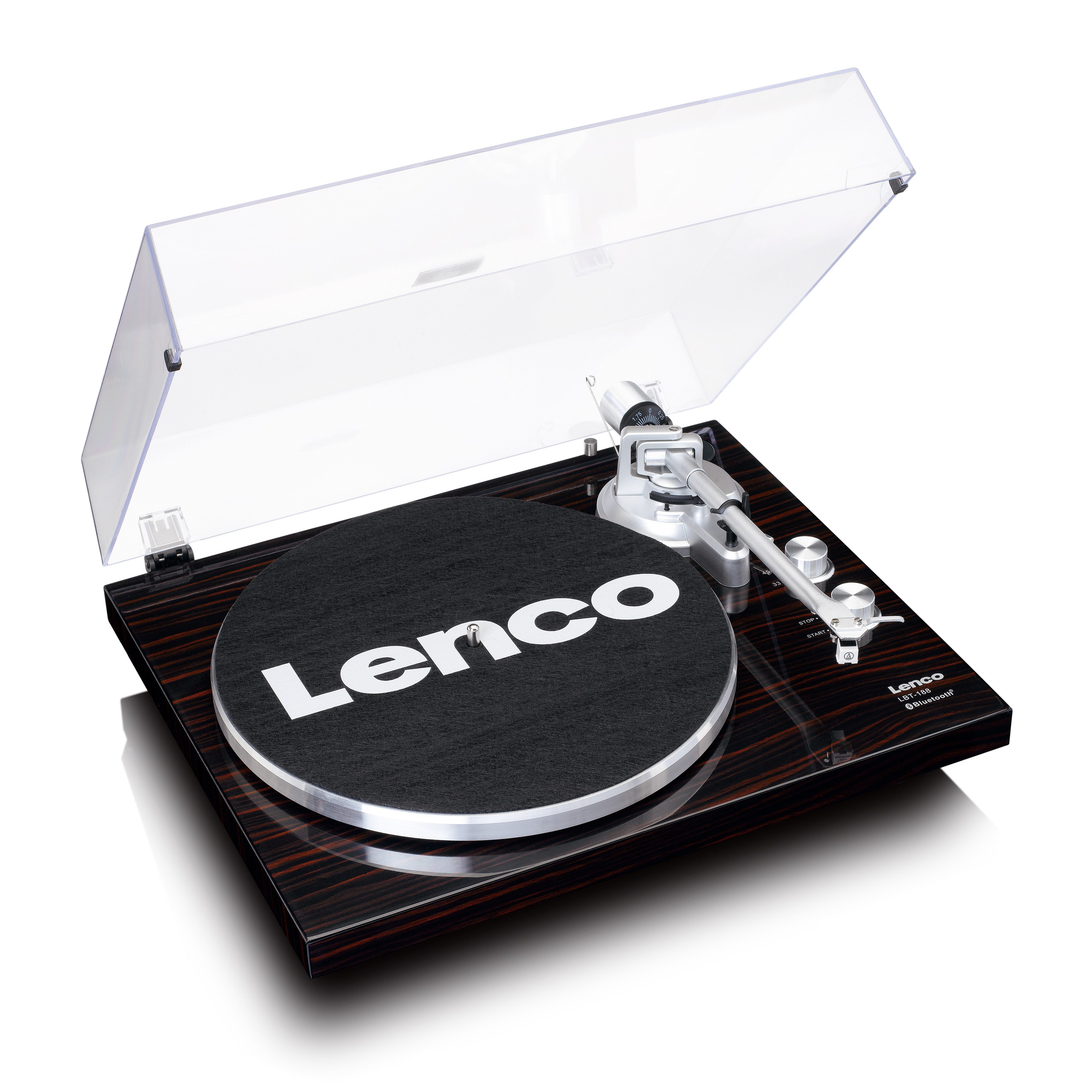 Lenco LBT-188WA Plattenspieler (Riemenantrieb, Bluetooth, Bluetooth, Audio-Technica & USB in Walnuss)