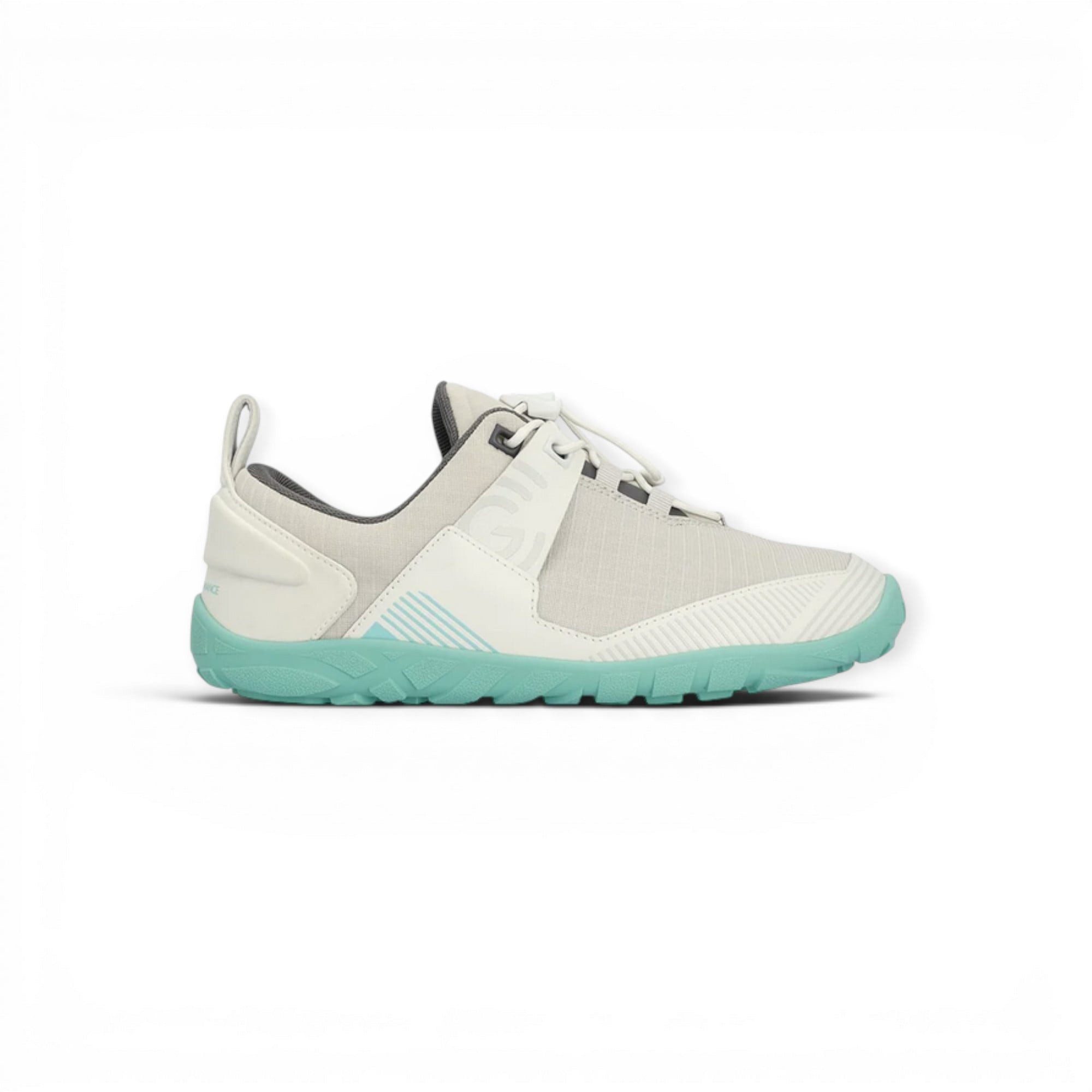 GROUNDIES Chamonix TR Low (Barfussschuhe, Zero Drop, Trail) stonegrau/mint Damen Laufschuh