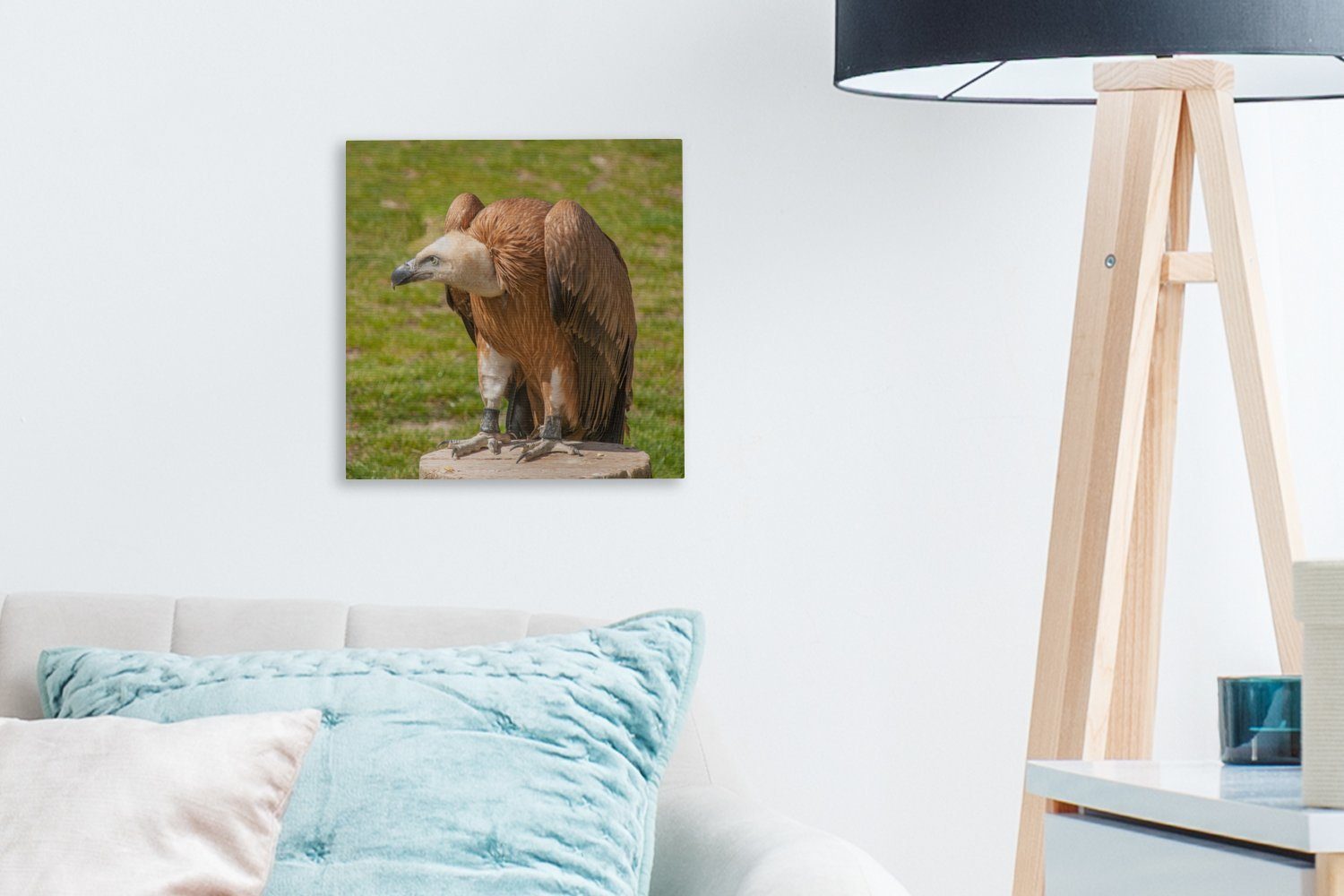 auf Bilder für einem Wohnzimmer Leinwandbild OneMillionCanvasses® (1 St), Leinwand Baumstumpf, Kahlkopfgeier Schlafzimmer