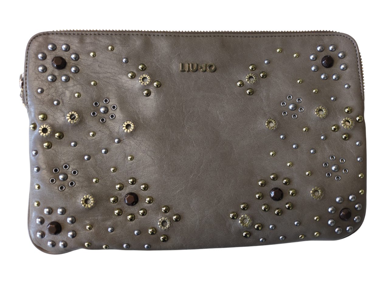 Liu Jo Handtasche Clutch Damen Kunstleder Grau Zipper A14241E0059-60906