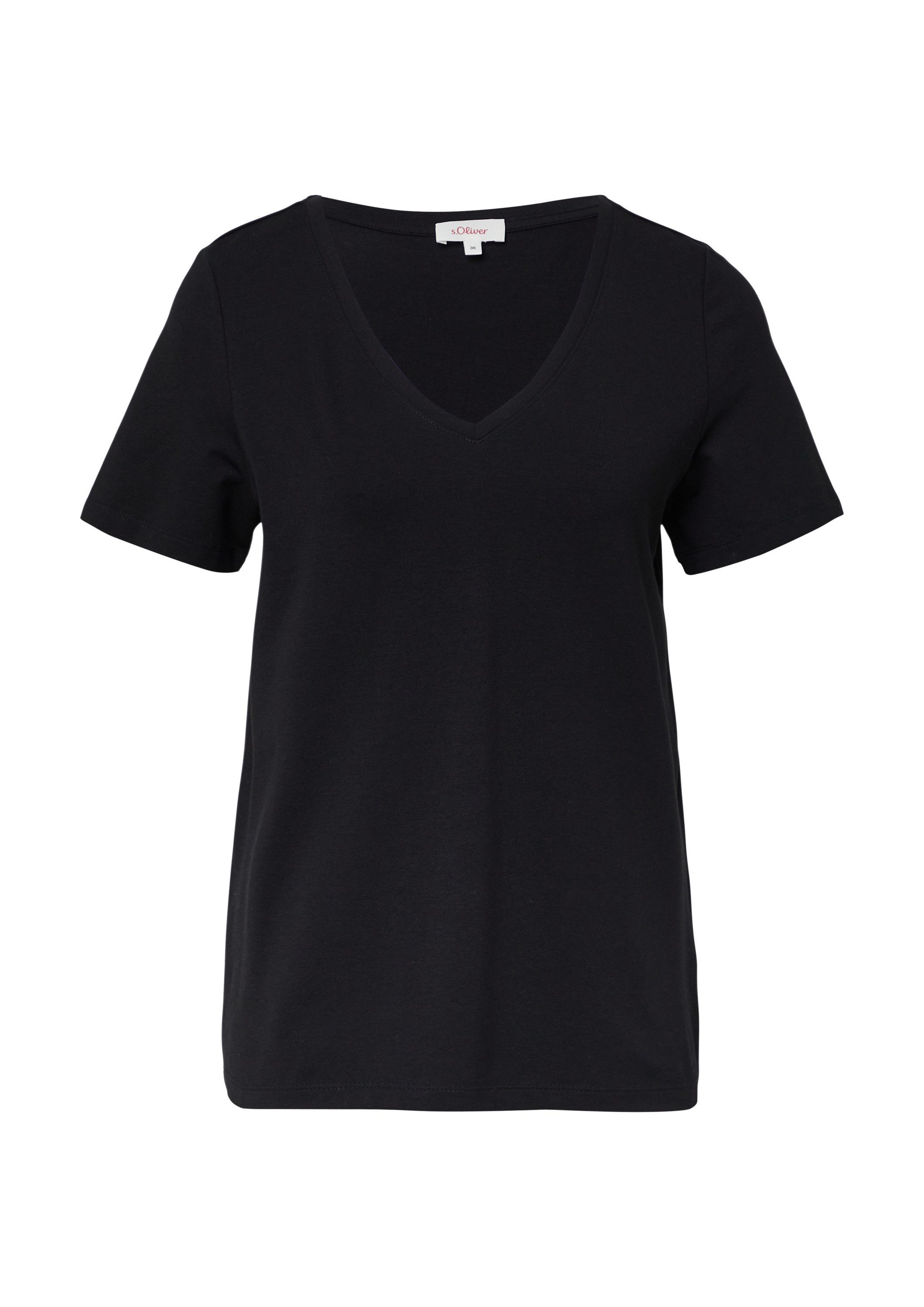 s.Oliver Kurzarmshirt T-Shirt T-Shirt mit V-Ausschnitt