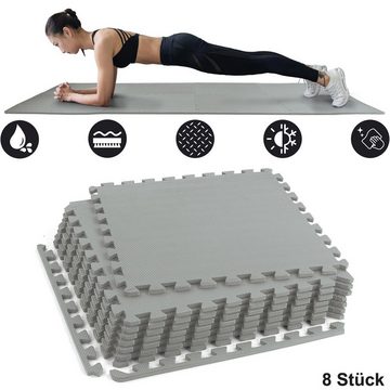 RAMROXX Pool-Bodenschutzfliese EVA Fitness Puzzle Unterlegmatten Grau 50x50cm 10mm 8 Stück