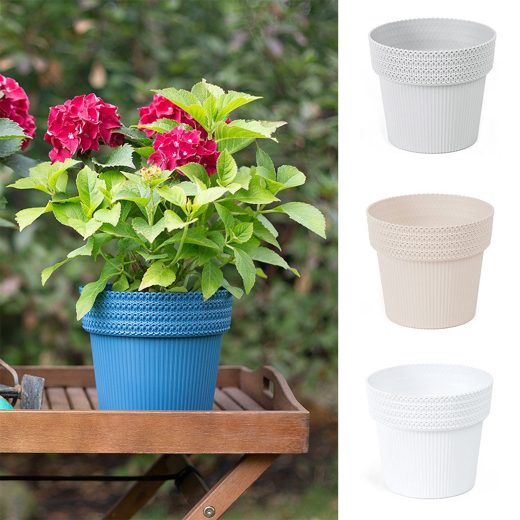 KAGM Blumentopf Pflanztopf Übertopf Rillen-/Flechtoptik Kunststoff günstig online kaufen