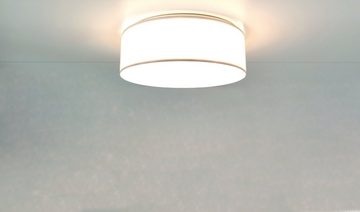 TRANGO LED Deckenleuchte, 3137L LED Deckenstrahler mit 38cm Ø Sternenhimmel Stoffschirm in *WEISS* rund inkl. 2x E27 LED Leuchtmittel 3000K warmweiß für Wohnzimmer - Schlafzimmer- Flur – Gästezimmer, Büro Deckenlampe - Schlafzimmerlampe – Bürolampe – Sternenhimmel