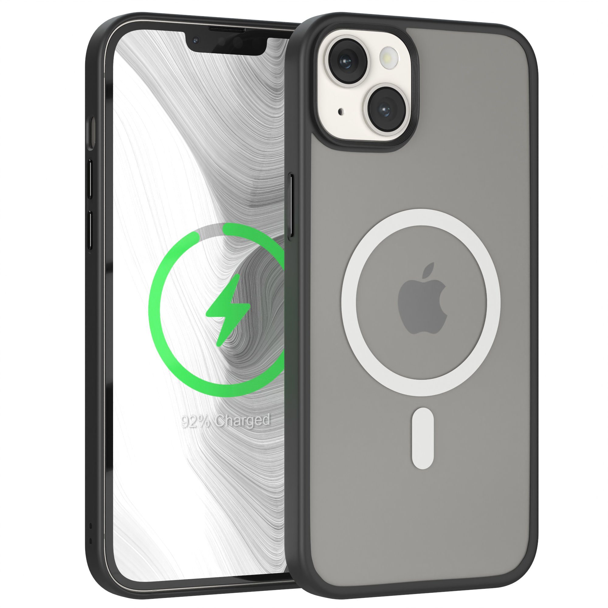EAZY CASE Handyhülle Outdoor Case MagSafe Matt für Apple iPhone 14 Plus 6,7 Zoll, Outdoor Handy Hülle kompatibel mit Qi & MagSafe Silicon Case Schwarz