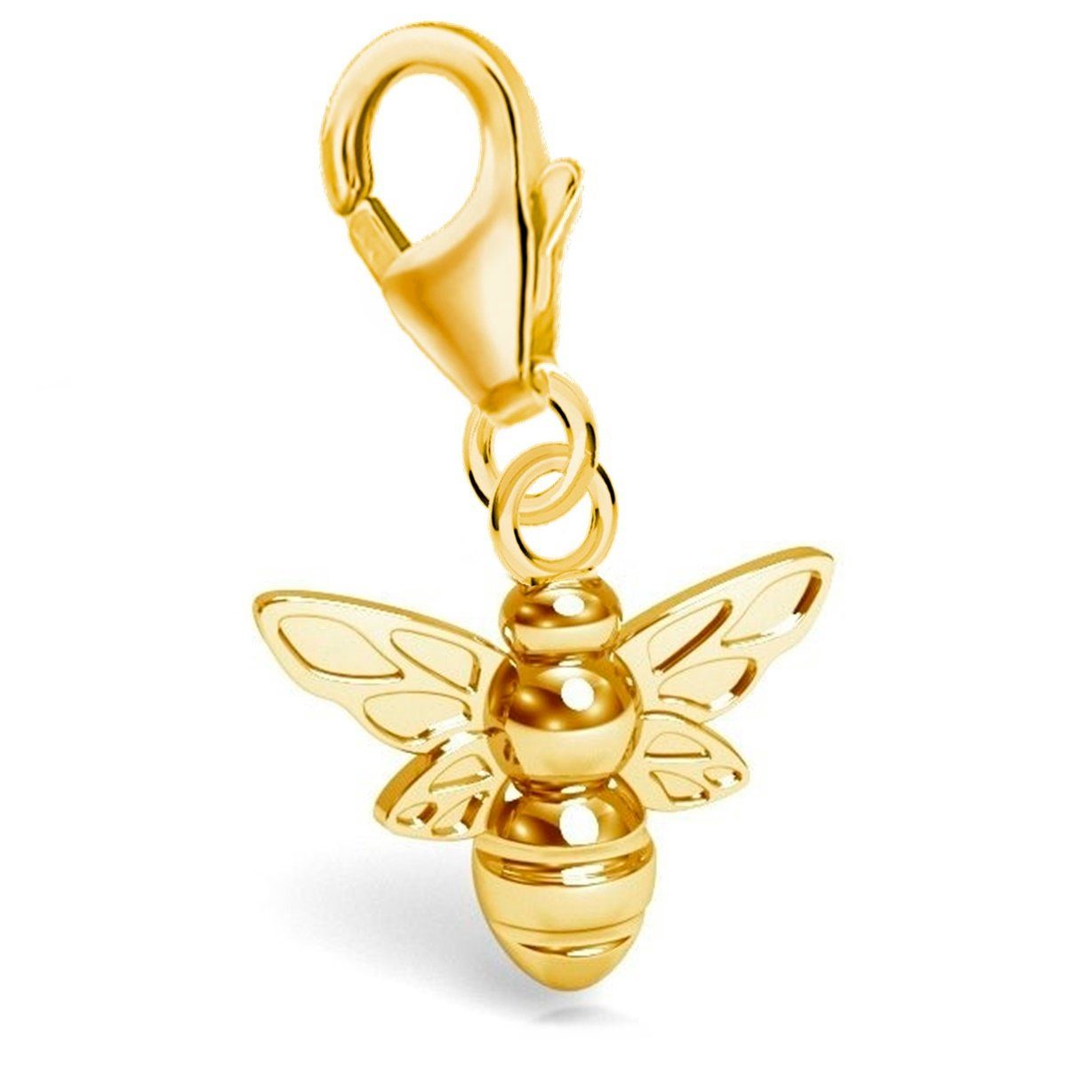 Damen Schmuck Goldene Hufeisen Charm-Einhänger Biene Karabiner Charm Anhänger für Bettelarmband aus 925 Sterling Silber Vergolde