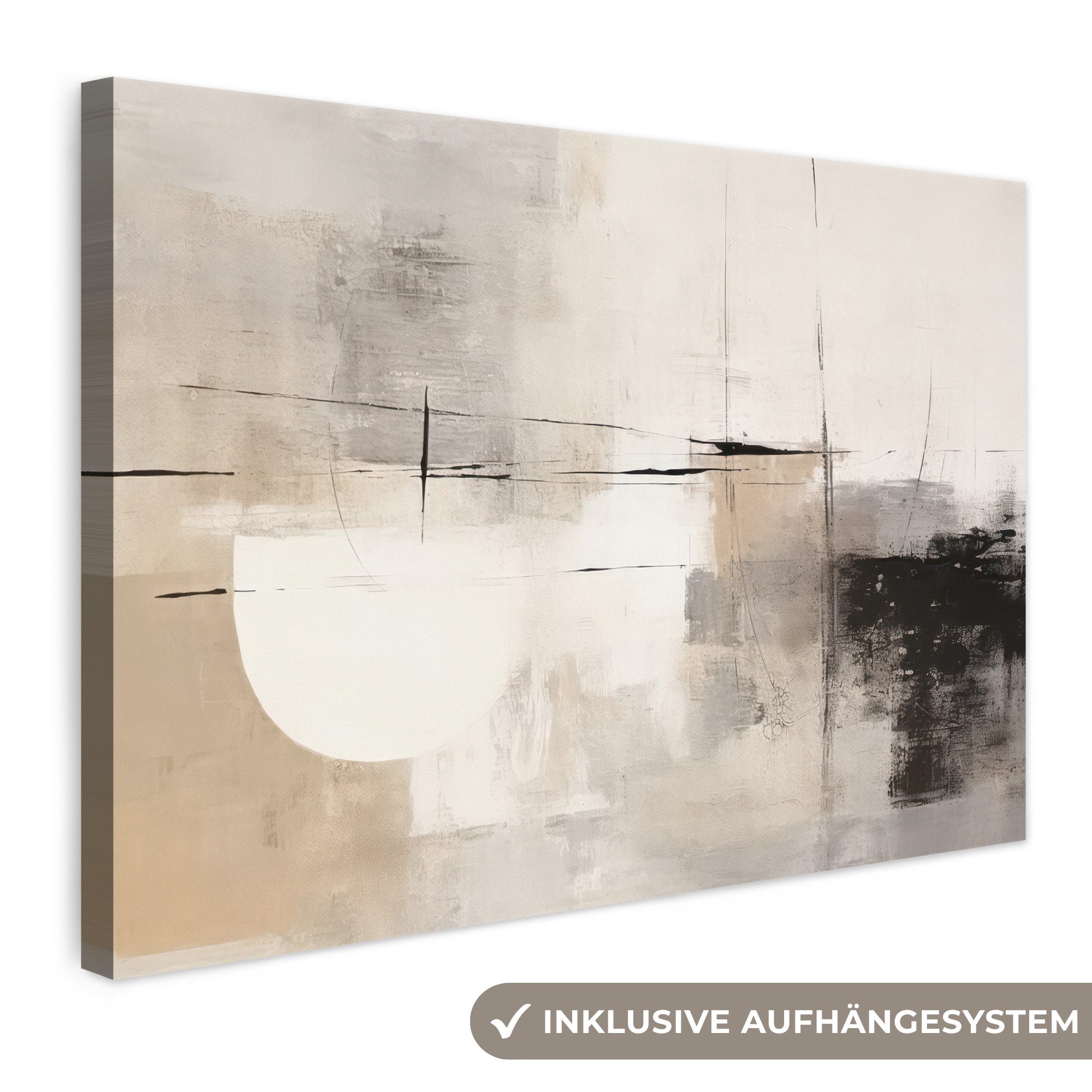 OneMillionCanvasses® Leinwandbild Abstrakt - Kunst - Grau, Fotodruck (1 St), Leinwand Bilder Klein, Wand Dekoration Aesthetic 30x20 cm