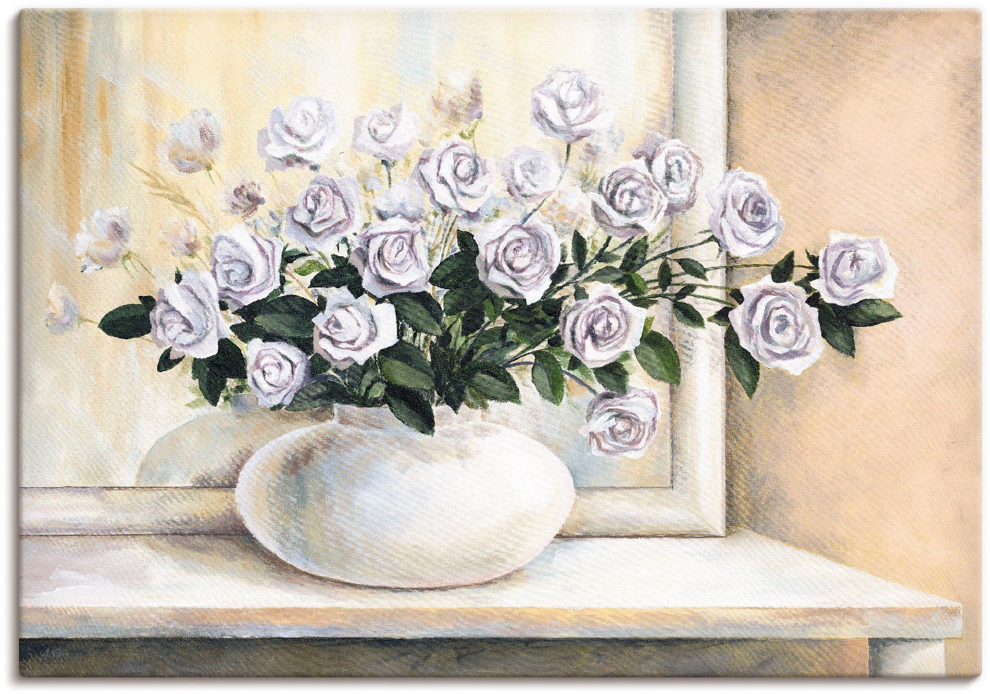Artland Leinwandbild Rosen auf Tisch II, Blumen (1 St), auf Holzrahmen gespannt