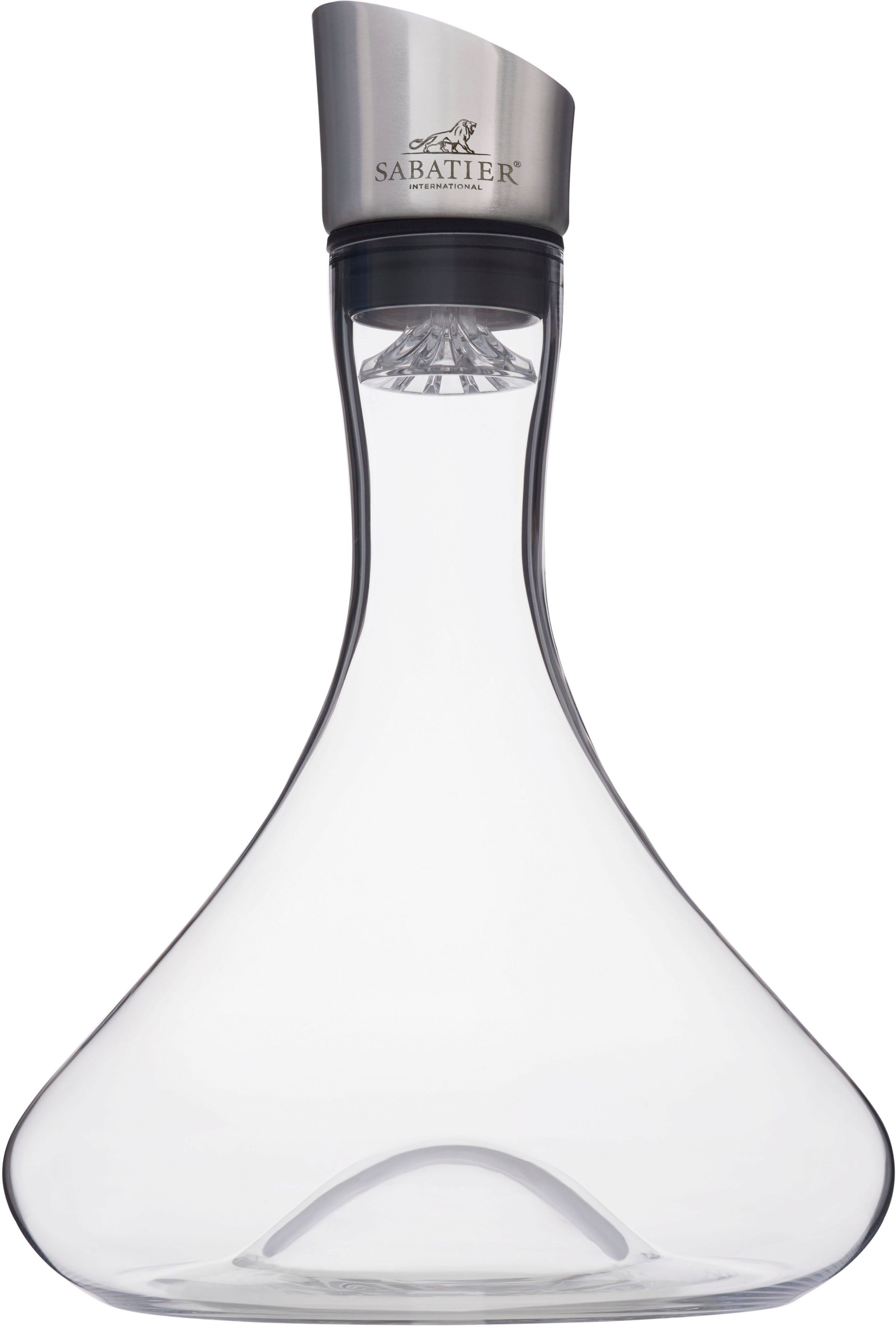 SABATIER International Dekanter Brasserie, (Set, 3-tlg., 1 x Dekanter, 1 x Weinbelüfter, 1 x Reinigungsperlen), 1,8 L Fassungsvermögen, Kristallglas, inkl. Edelstahl Reinigungsperlen