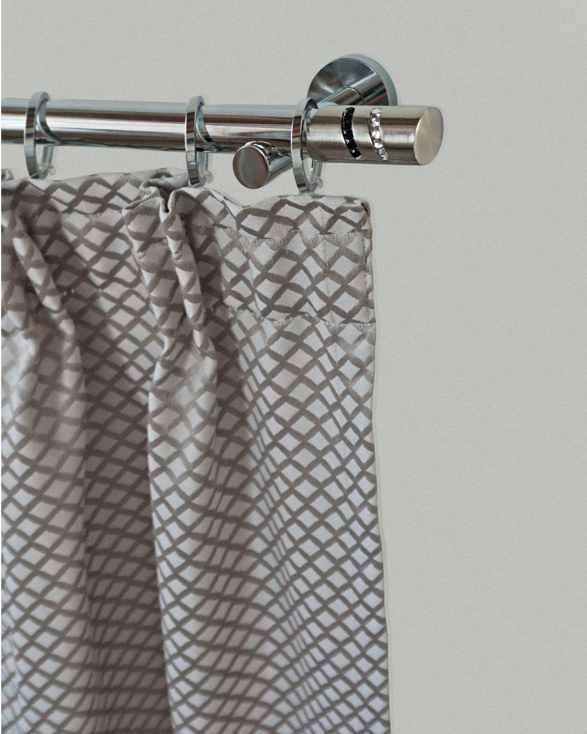 GARESA Gardinenstange BOSTON, Ø 20 mm, 1-läufig, Wunschmaßlänge, mit Bohren, verschraubt, Vorhanggarnitur, verlängerbar, Glitzerstein, edelstahl optik, m.Ringe