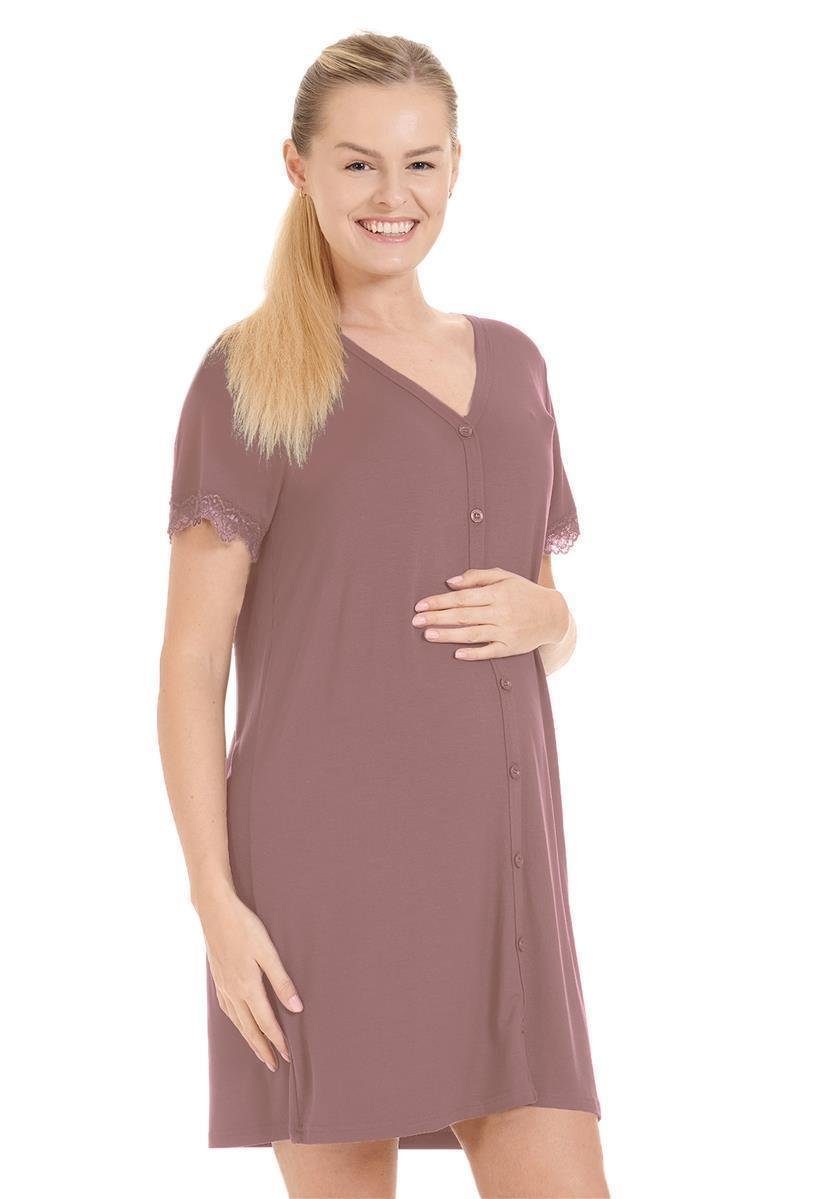 Umstandsnachthemd Stillnachthemd - Knopfleiste - Wochenbett-Geburt