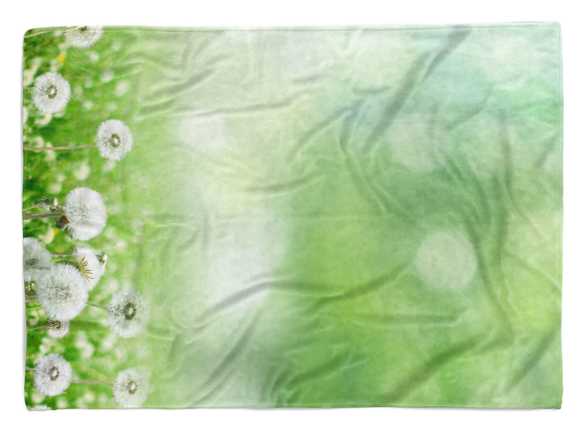 Sinus Art Handtücher Handtuch Strandhandtuch Saunatuch Kuscheldecke mit Fotomotiv Pusteblumen Grün S, Baumwolle-Polyester-Mix (1-St), Handtuch
