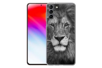 MuchoWow Handyhülle Tierprofil Persischer Löwe in schwarz und weiß, Phone Case, Handyhülle Samsung Galaxy S21 Plus, Silikon, Schutzhülle